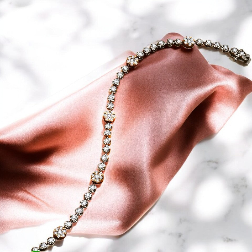 Luxury Artisan Tennis Bracelet - White Gold - Moissanite Aura Diamonds
