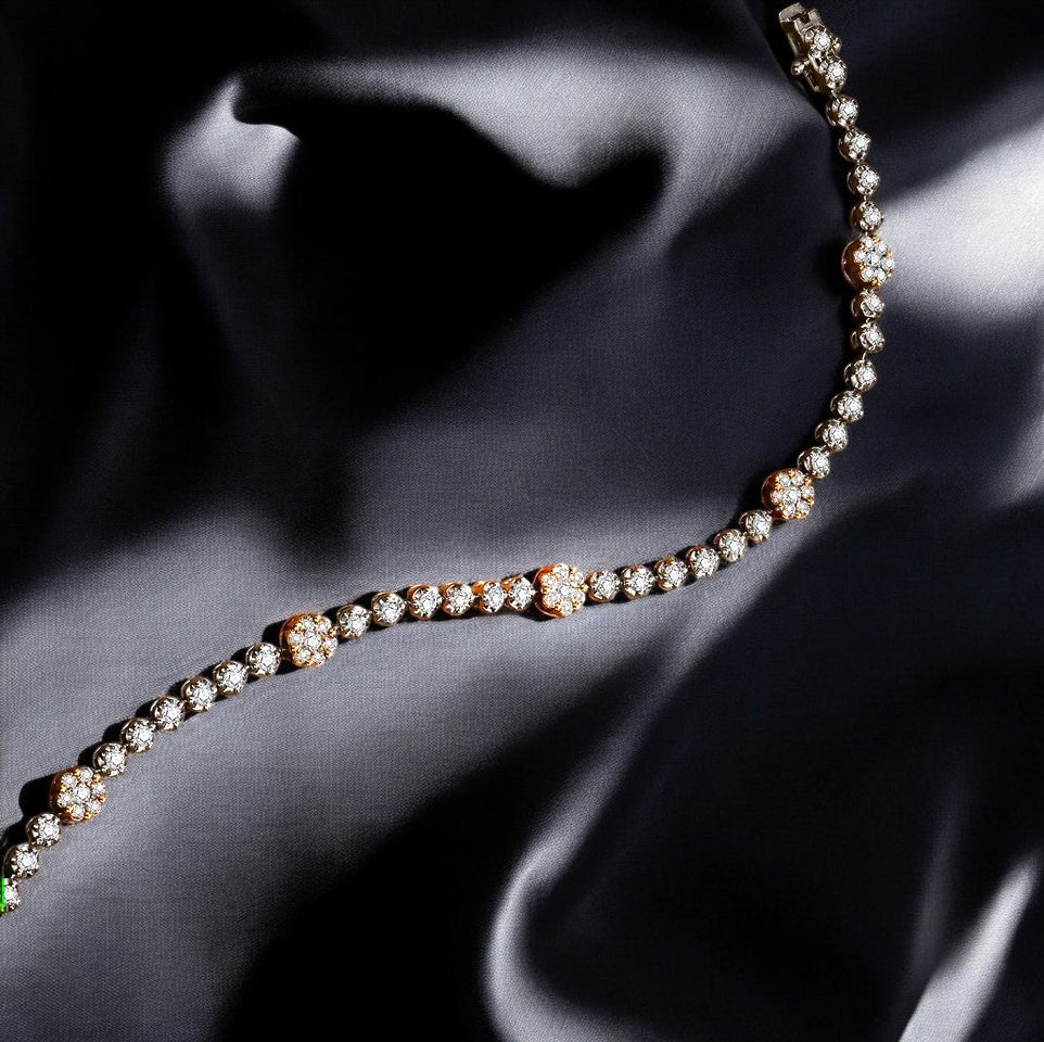 Luxury Artisan Tennis Bracelet - White Gold - Moissanite Aura Diamonds