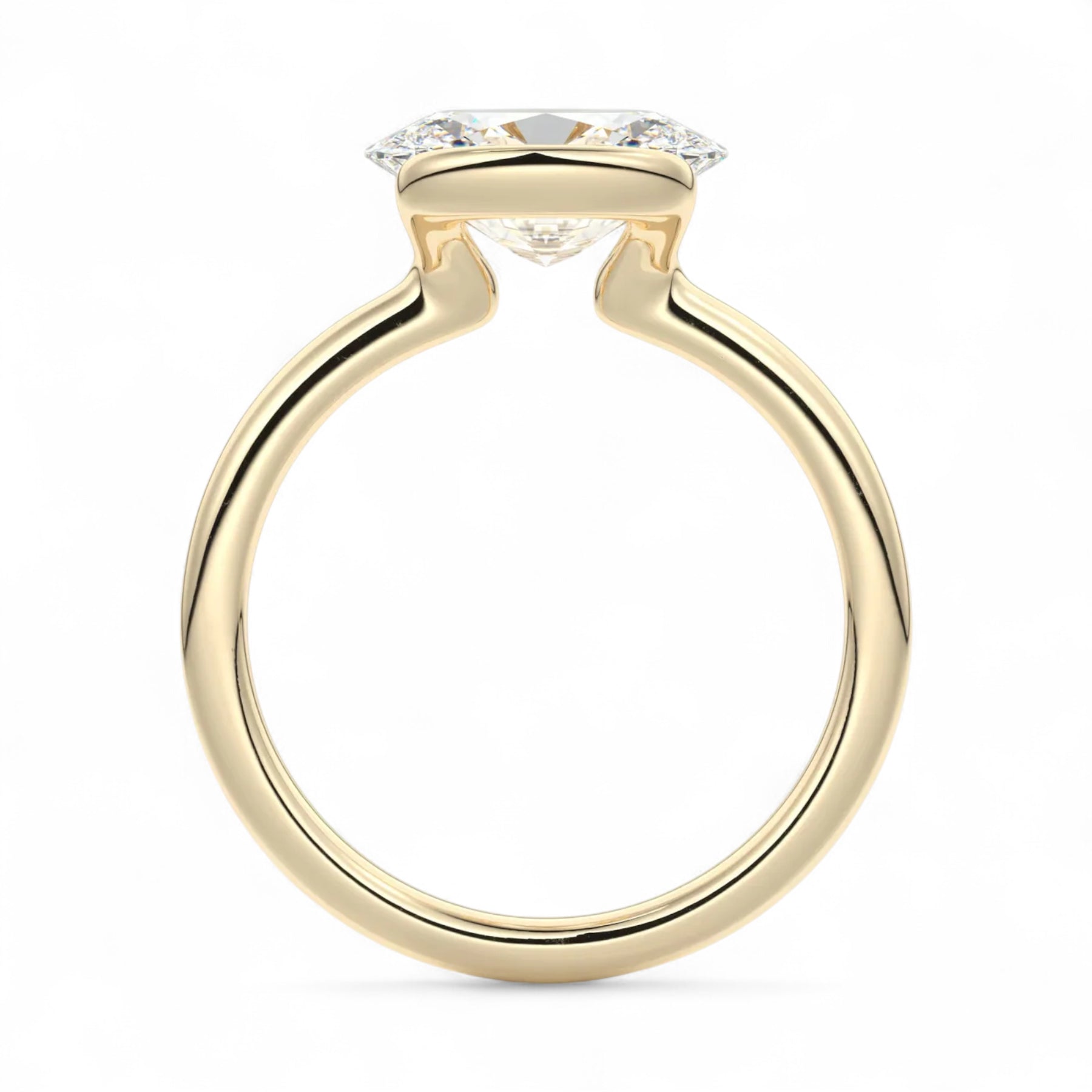 Oval Half-Bezel East West Lab Diamond Engagement Ring Aura Diamonds