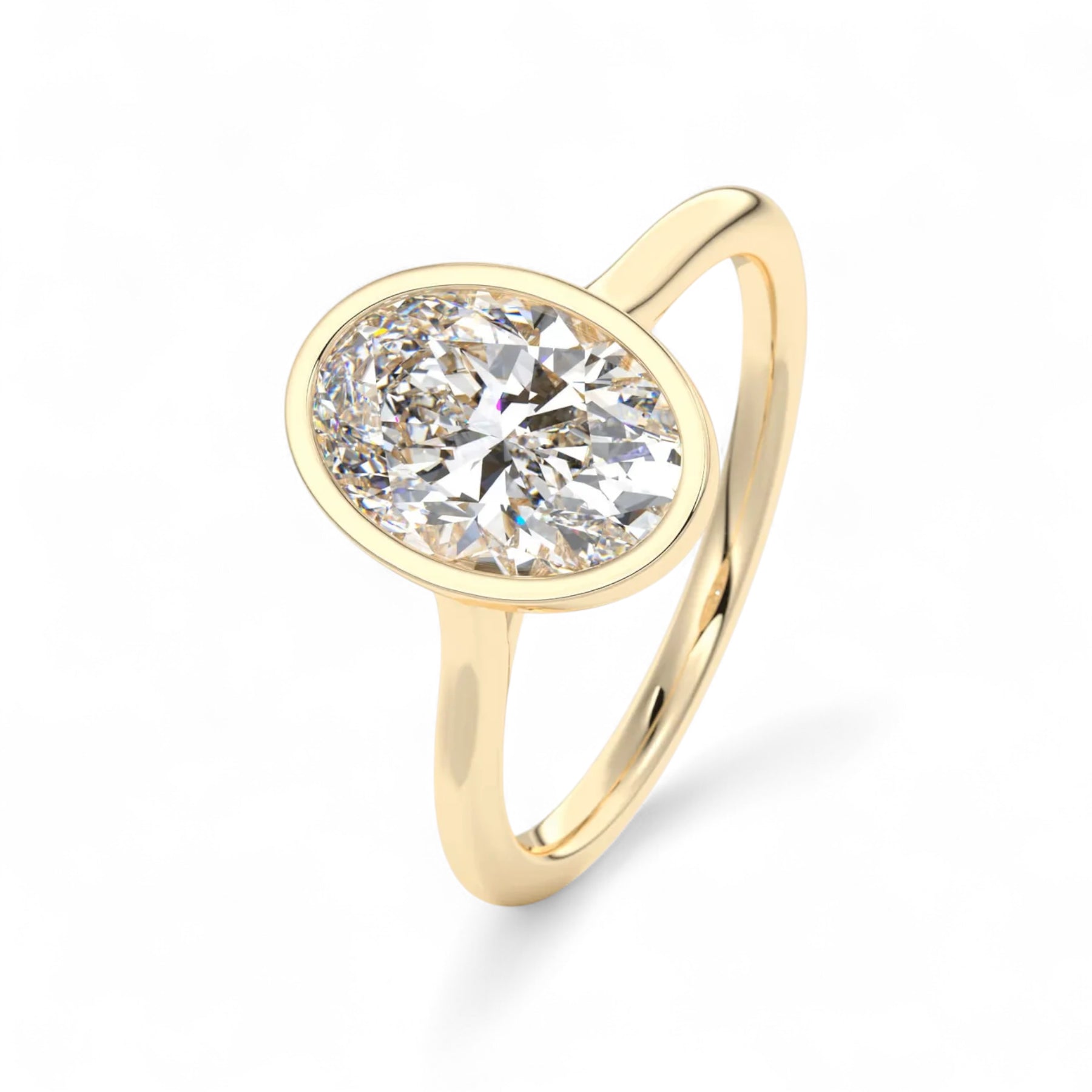 Isla Oval Bezel Lab Diamond Engagement Ring Aura Diamonds