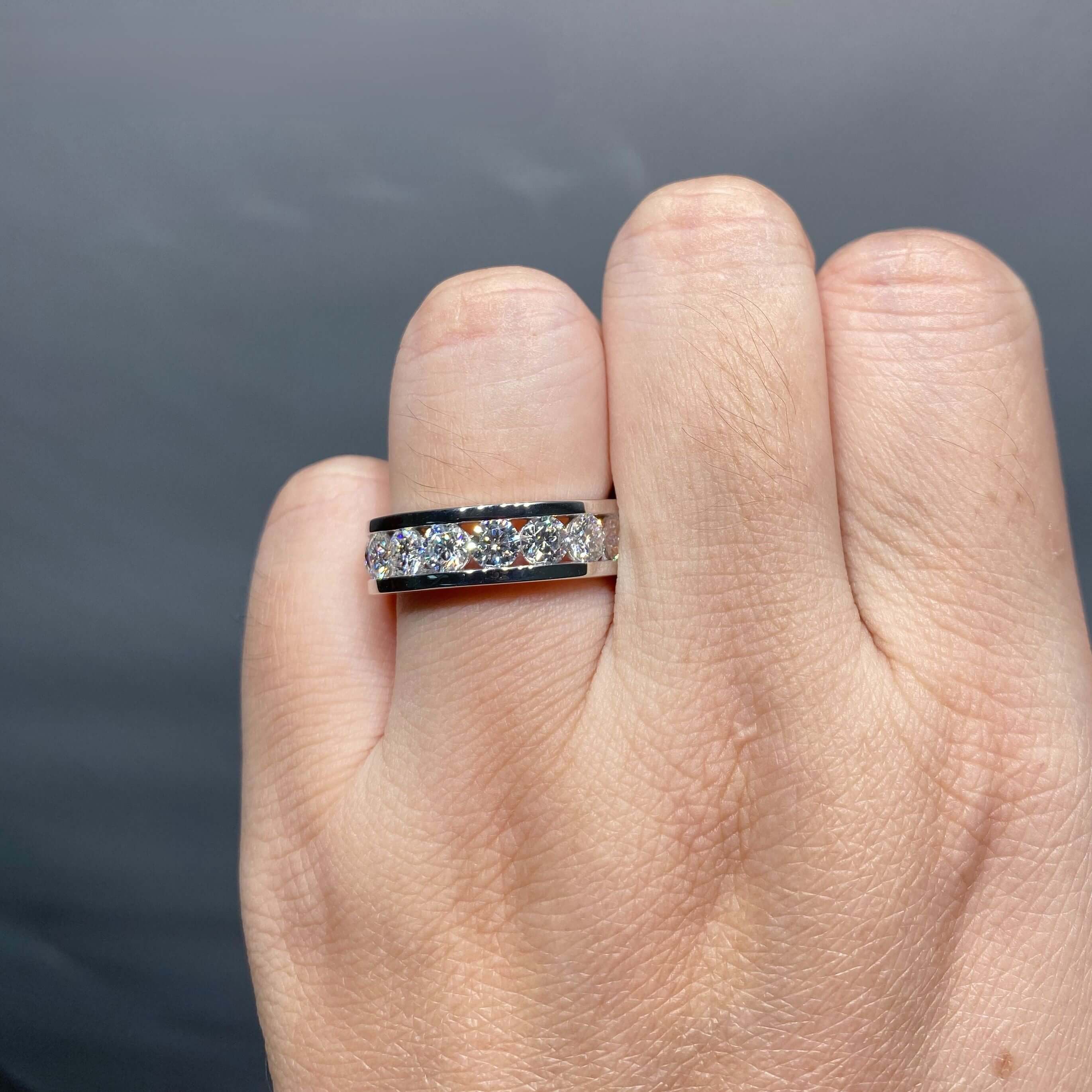 Channel-Set Eternity Wedding Band | 9K Solid Gold | Moissanite | Luxury Collection - Mens Aura Diamonds