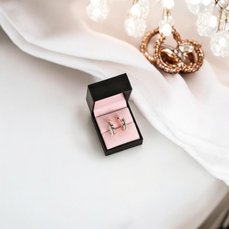 Luxury Giselle Hoop Earrings - Rose Gold Plated Aura Diamonds