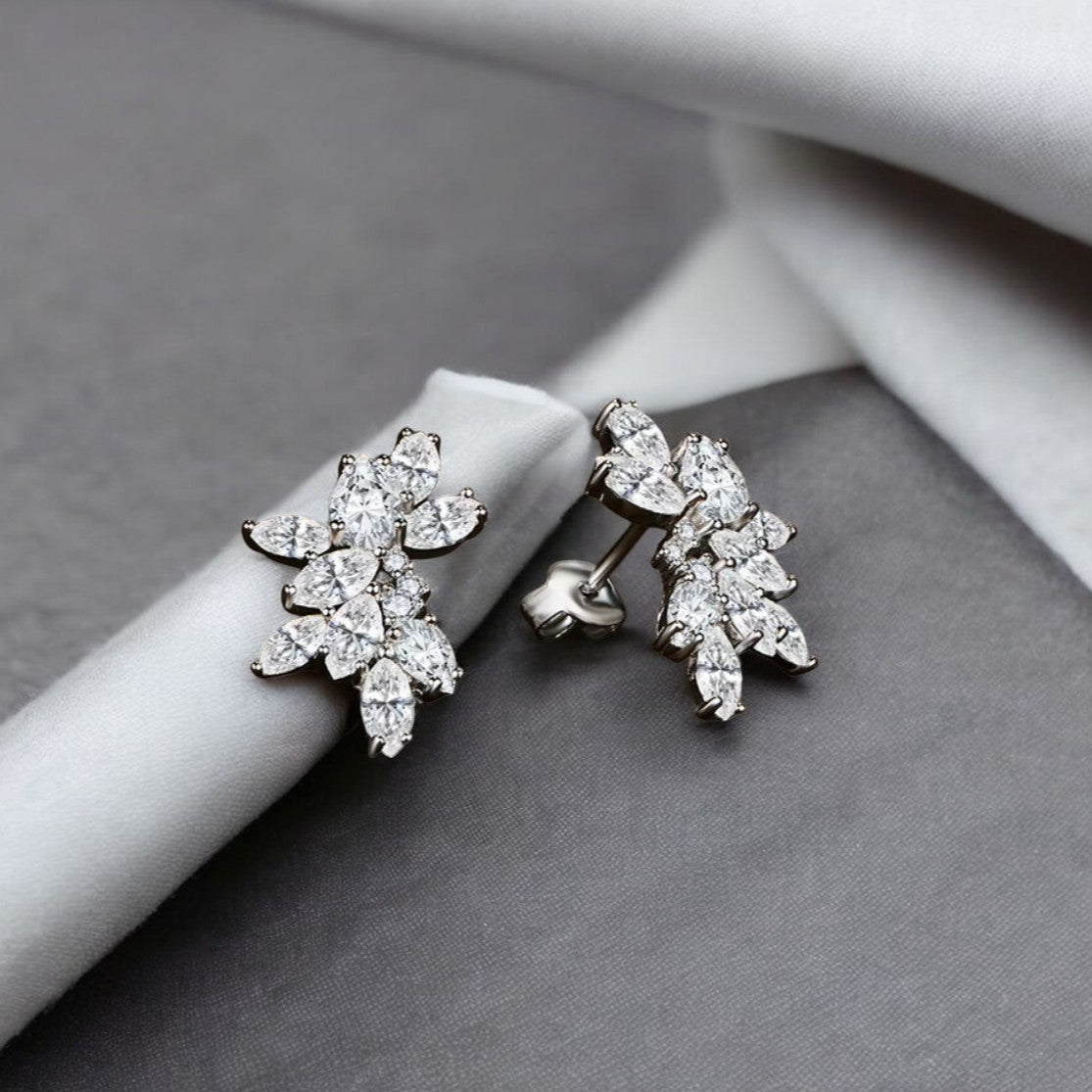 Bridal Luxury 6 Carat Emma Earrings - Marquise, Pear and Round Cut - Moissanite Aura Diamonds