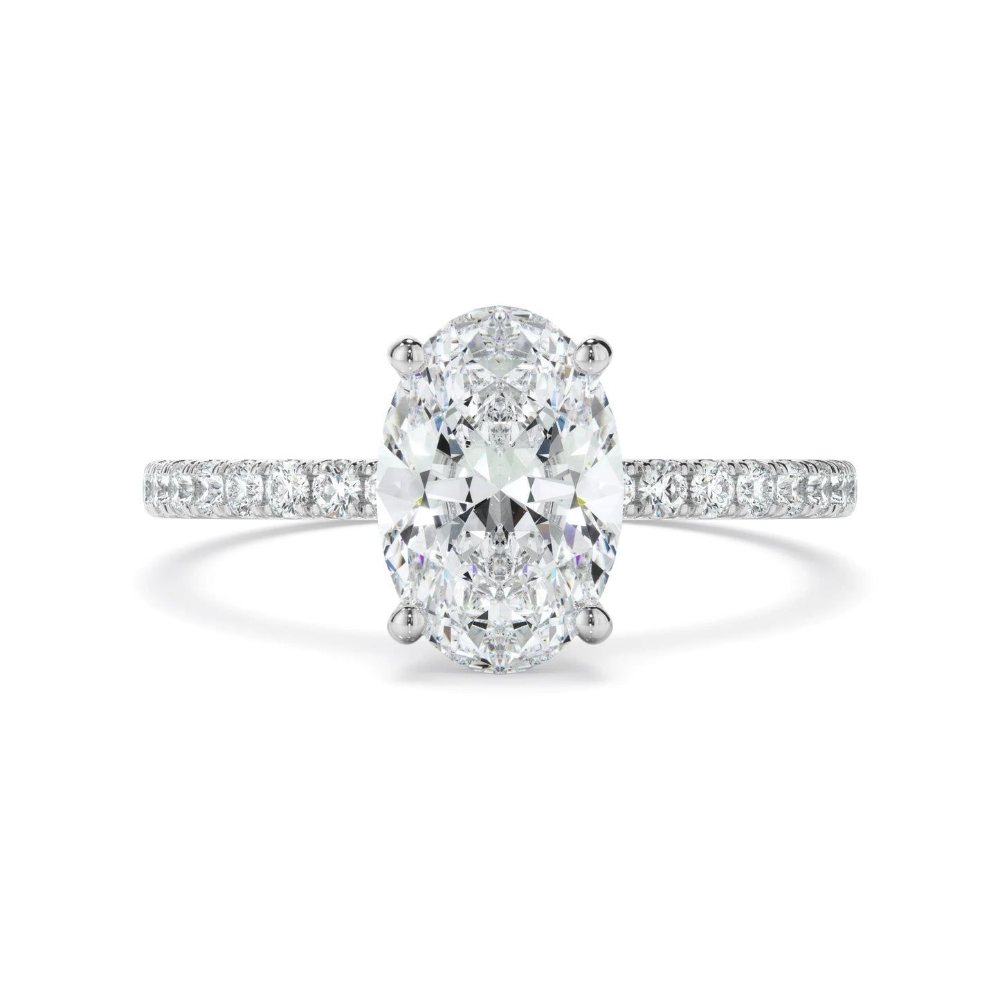 Nora Grace 2 Carat Oval Cut Pave Ring - Zirconia Crystals/Moissanite