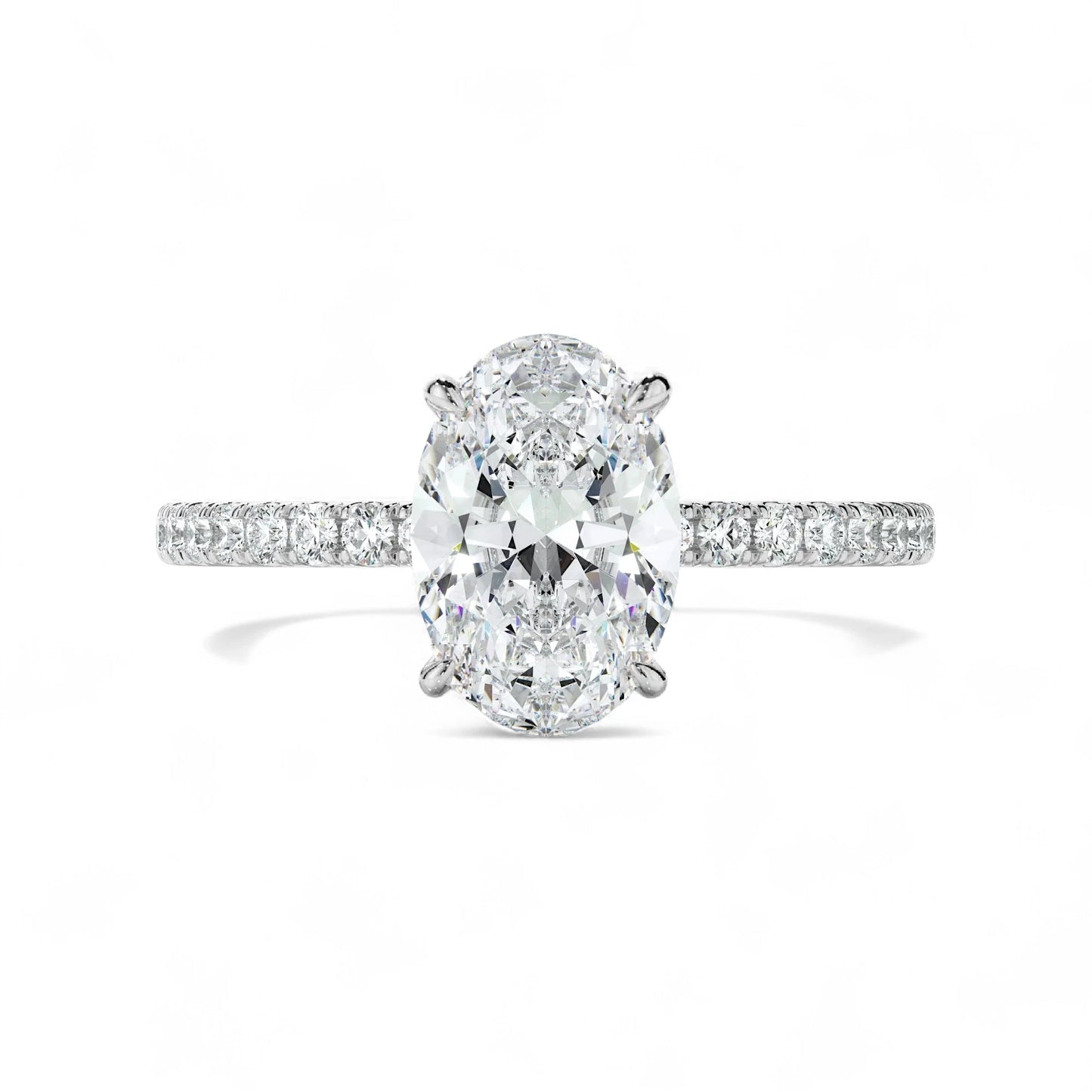 Oval Cut 2.5 Carat - Elongated Oval - Pave Band - Moissanite | Luxury Collection