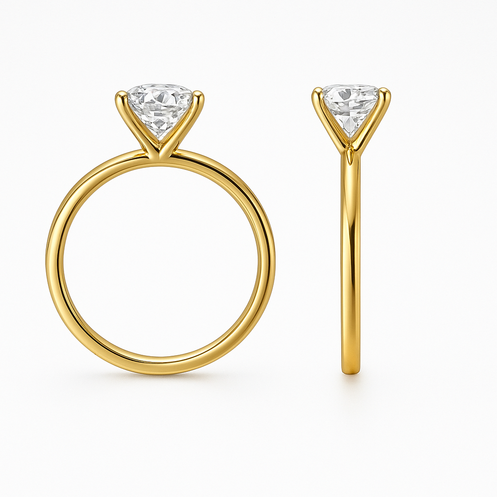 Princess Cut 2 Carat - Solitaire Ring - 4 Prongs | 9K 14K 18K Solid Gold | Moissanite | Luxury Collection