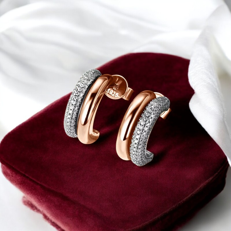 Luxury Giselle Hoop Earrings - Rose Gold Plated Aura Diamonds
