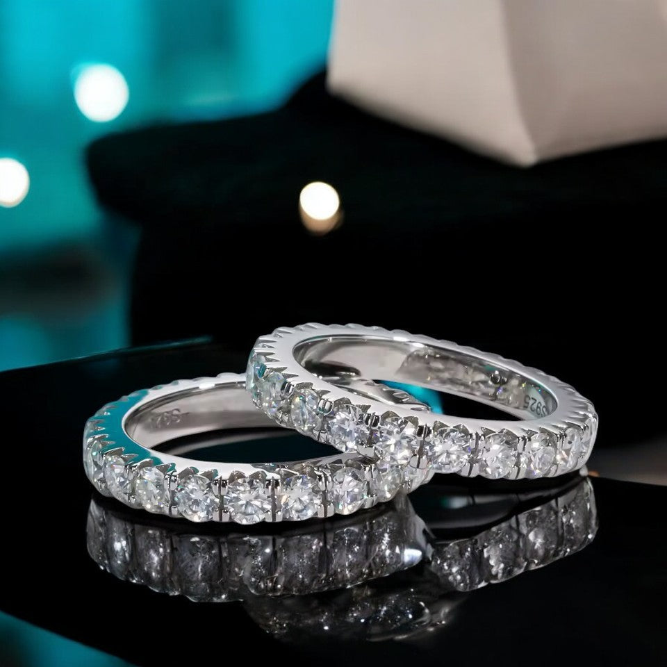 Luxury Infinity Ring/ Eternity Band 3MM - White Gold - Moissanite/Lab Diamond (Protective Rhodium Plated) Aura Diamonds