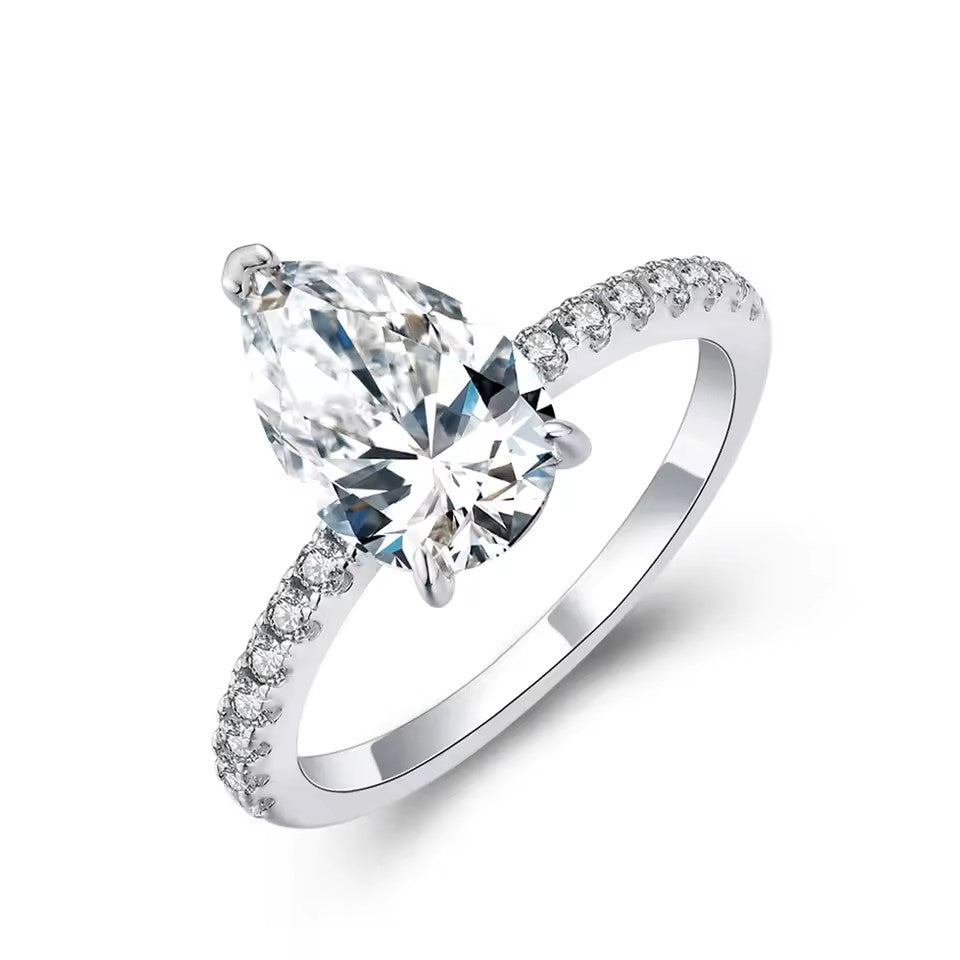 Elegant Pear-Cut 3 Carat Pavé Ring Aura Diamonds