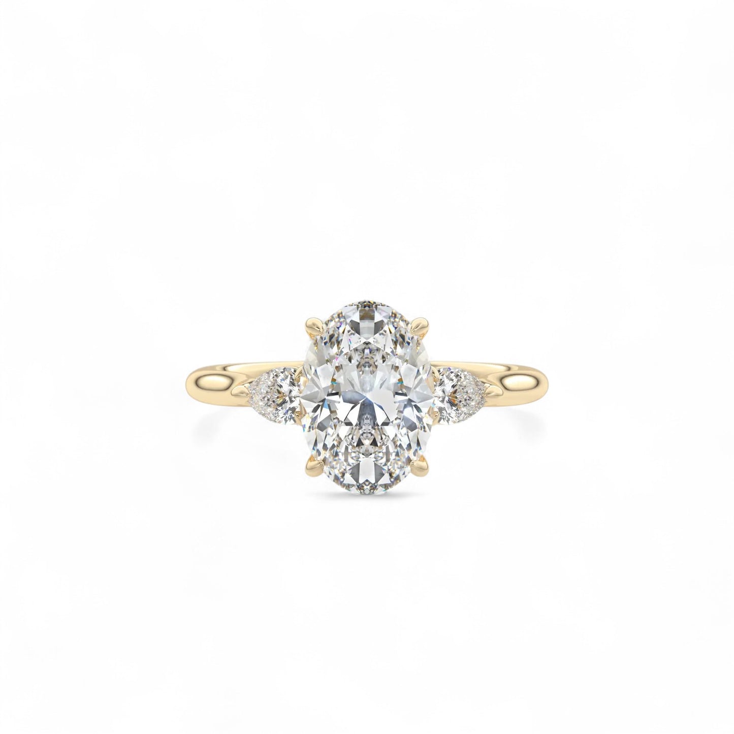 Sophia Oval Three-Stone Cathedral Diamond Ring