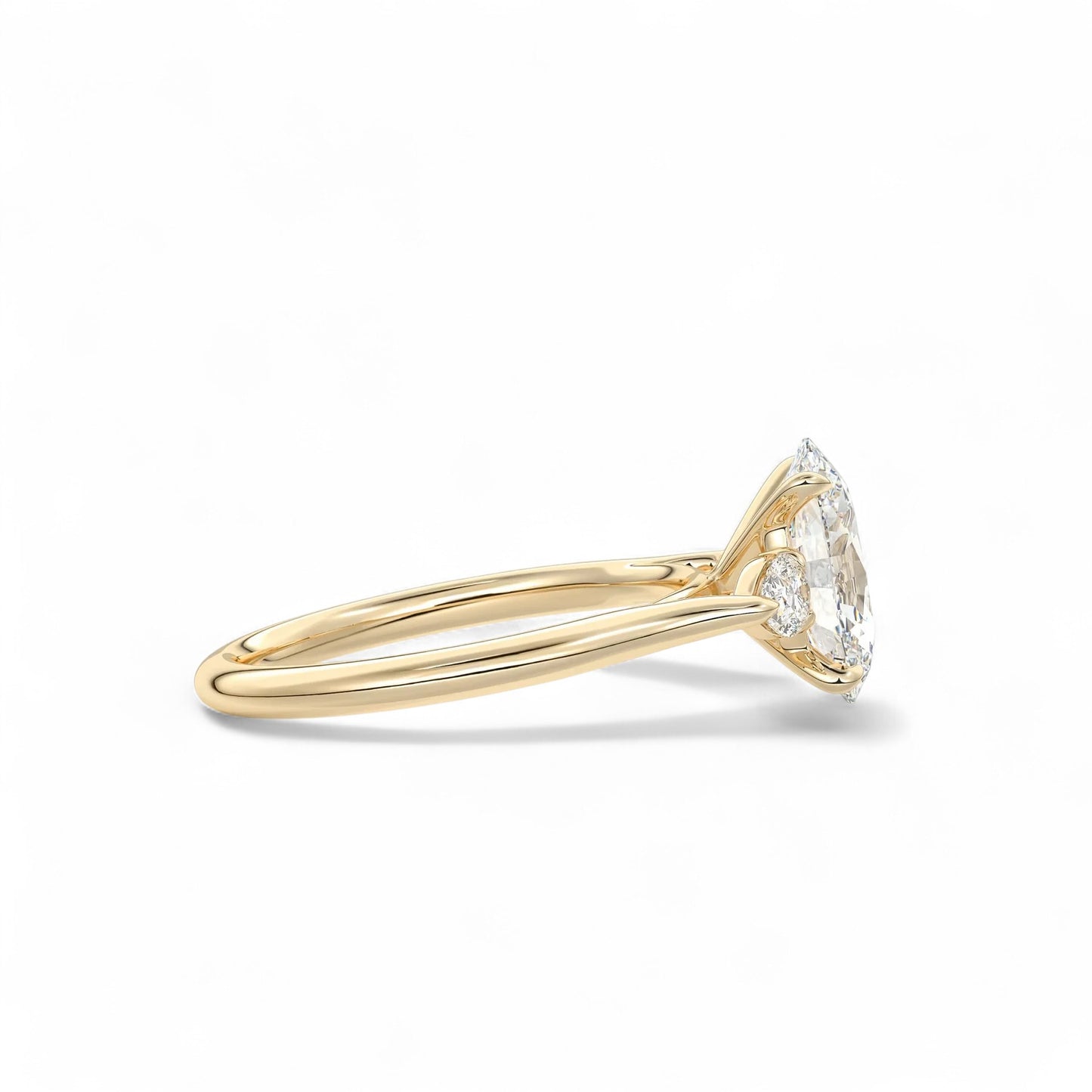 Sophia Oval Three-Stone Cathedral Diamond Ring