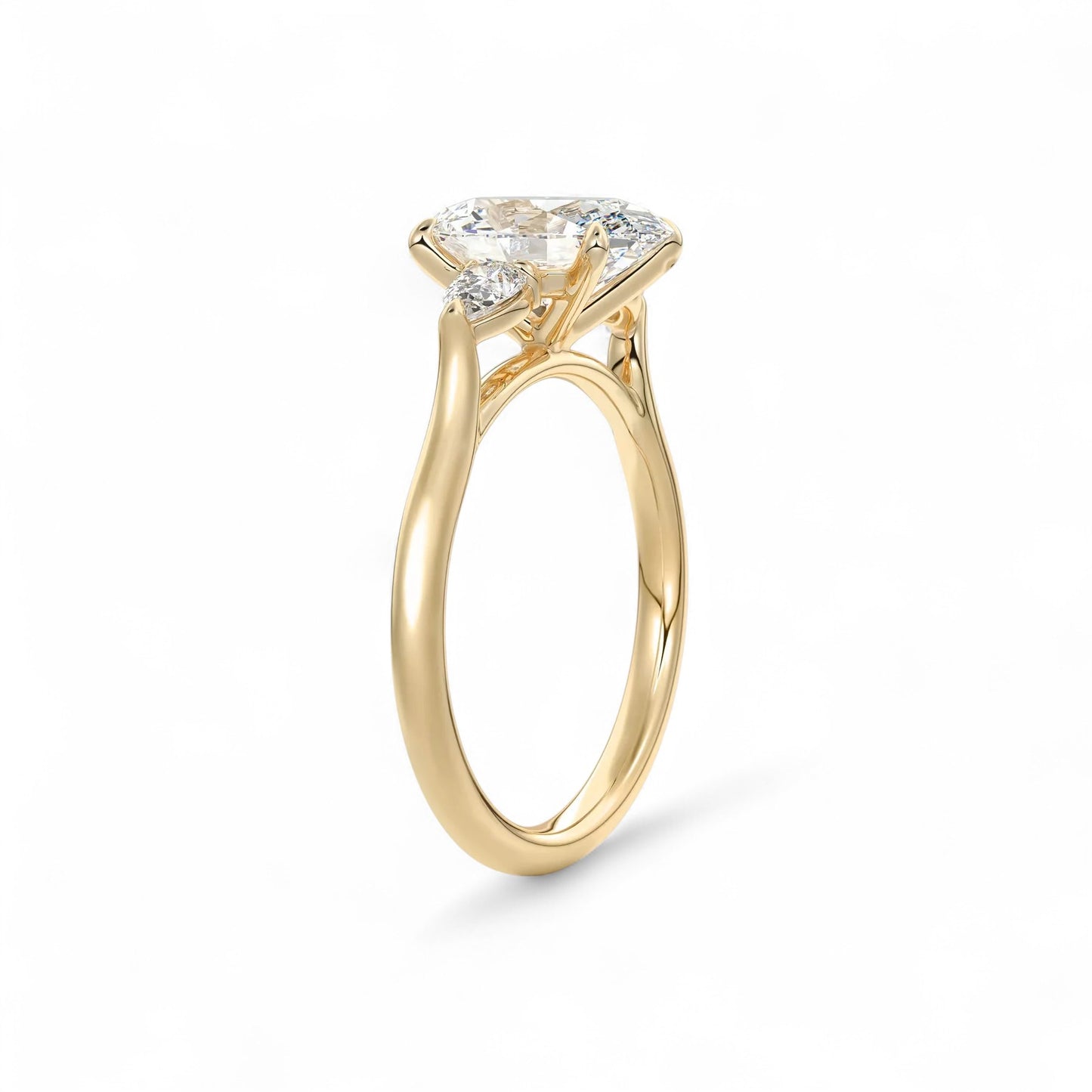 Sophia Oval Three-Stone Cathedral Diamond Ring