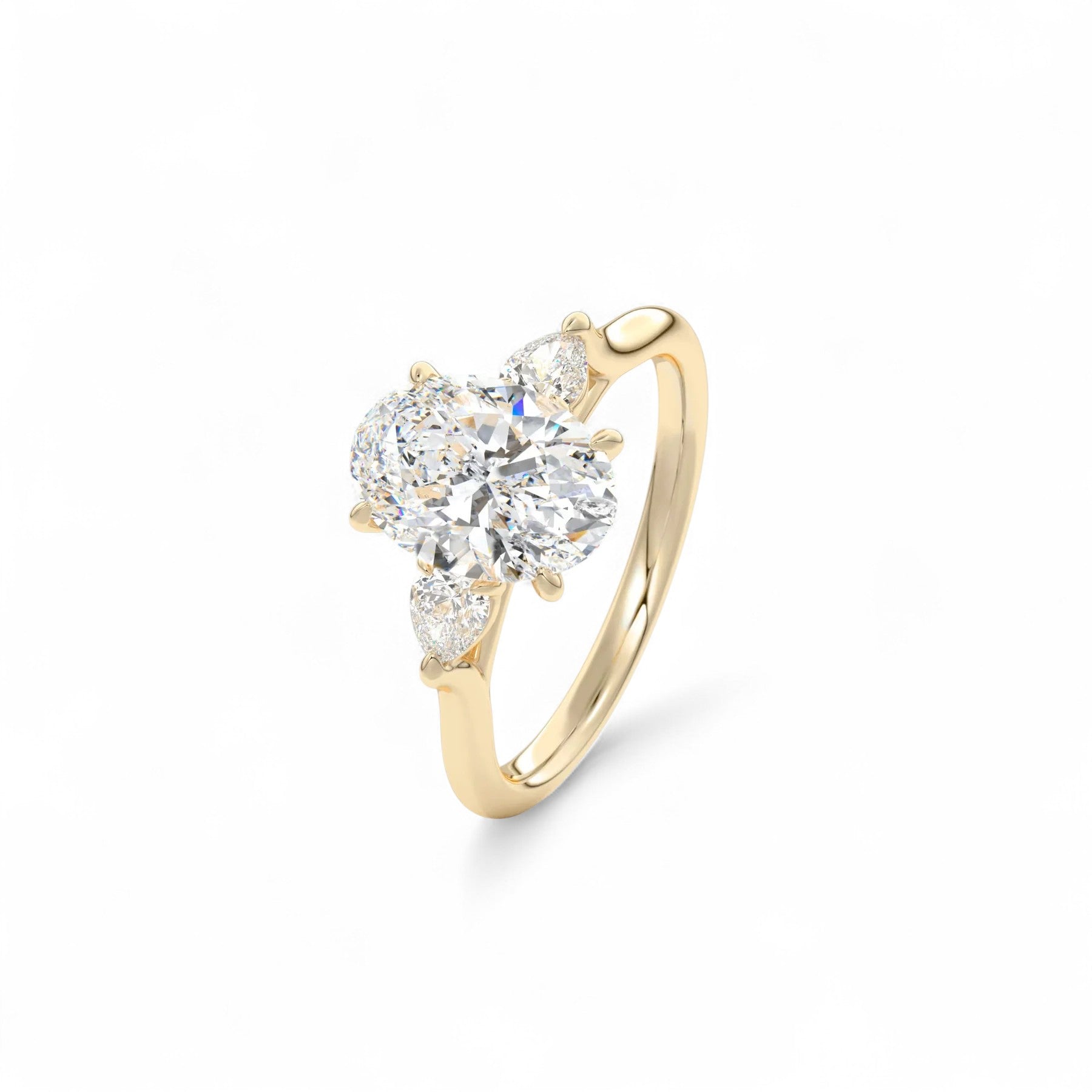 Sophia Oval Three-Stone Cathedral Diamond Ring Aura Diamonds