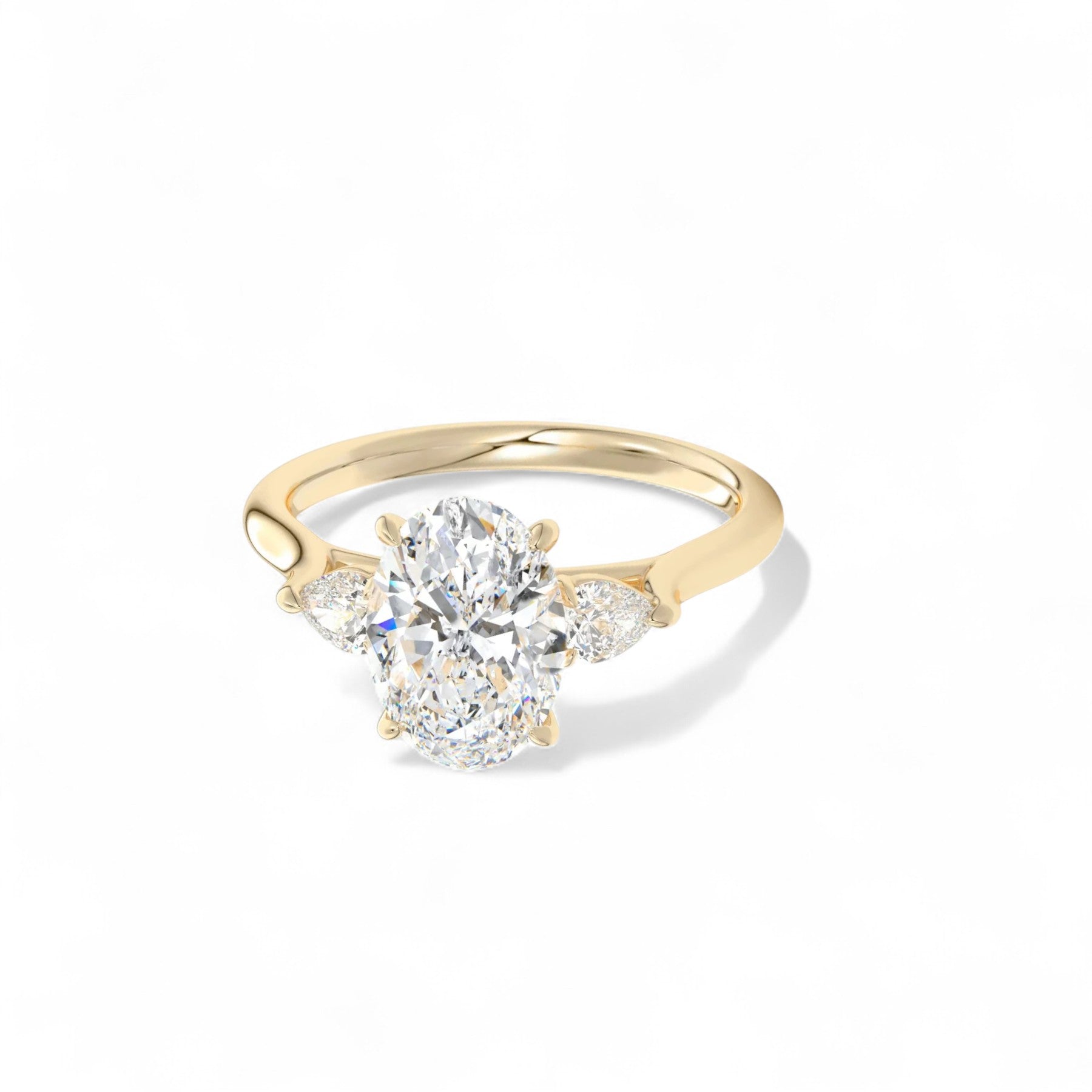 Sophia Oval Three-Stone Cathedral Diamond Ring Aura Diamonds