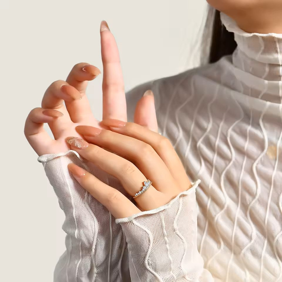Tiara Statement Ring - White Gold/Gold/Rose Gold Plated 18K Aura Diamonds