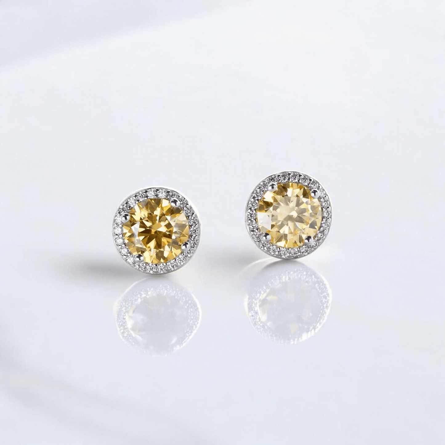Elegant Stella Halo Stud Earrings - 2 Carat Moissanite (2 x 1CT Each)