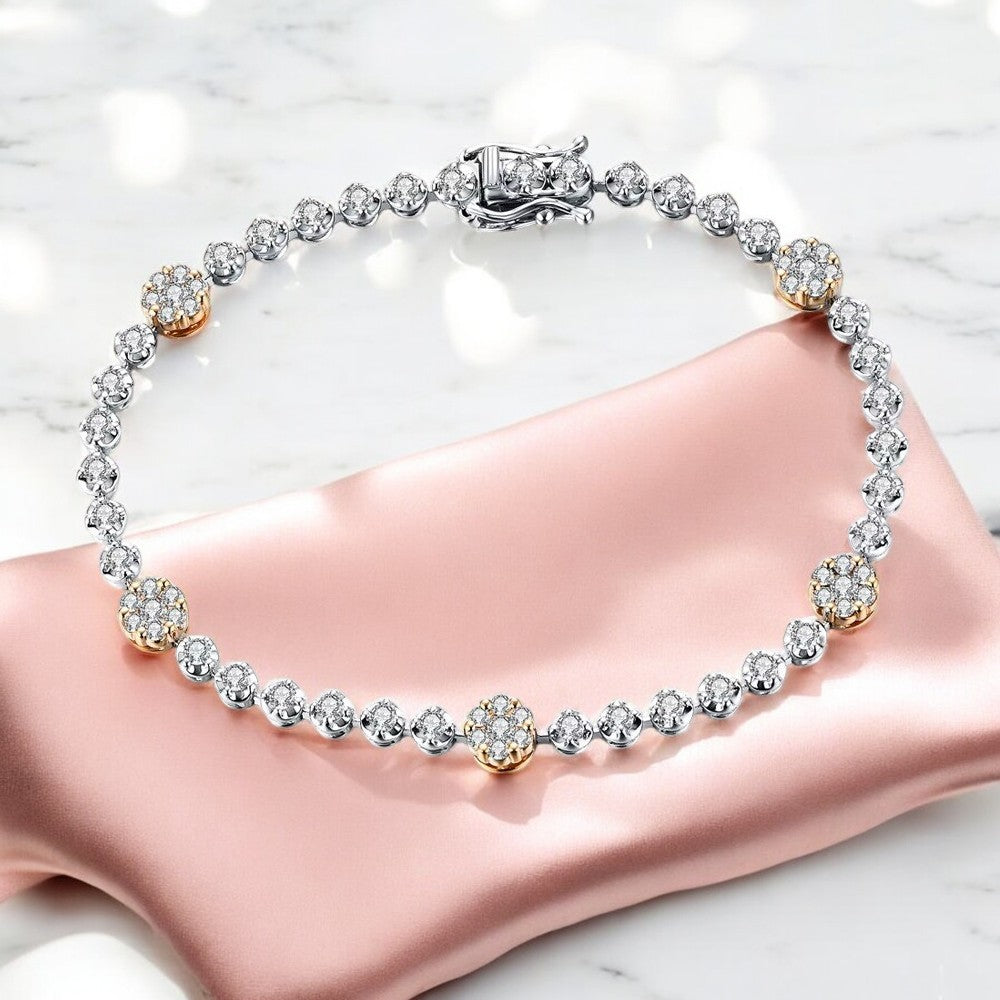 Luxury Artisan Tennis Bracelet - White Gold - Moissanite Aura Diamonds