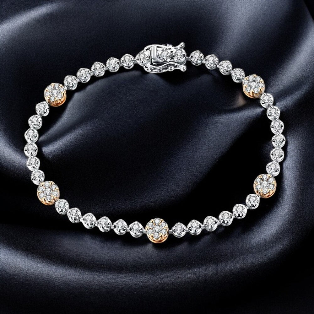 Luxury Artisan Tennis Bracelet - White Gold - Moissanite Aura Diamonds