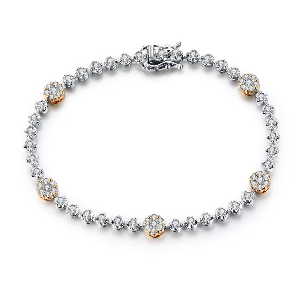 Luxury Artisan Tennis Bracelet - White Gold - Moissanite Aura Diamonds