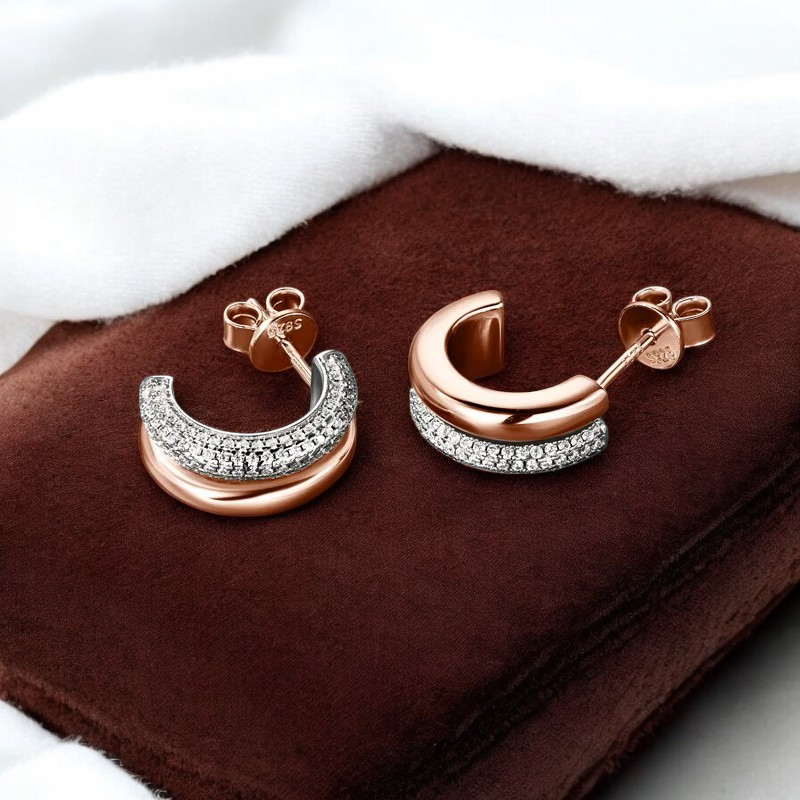 Luxury Giselle Hoop Earrings - Rose Gold Plated Aura Diamonds