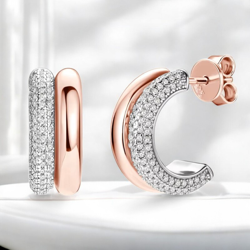 Luxury Giselle Hoop Earrings - Rose Gold Plated Aura Diamonds