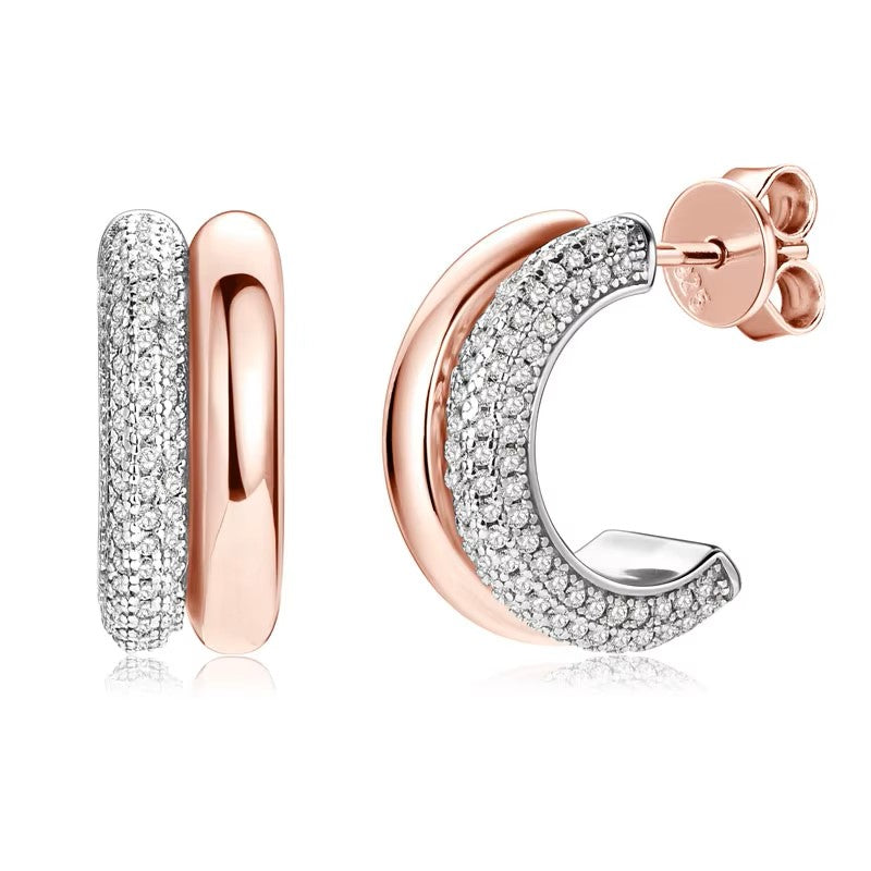 Luxury Giselle Hoop Earrings - Rose Gold Plated Aura Diamonds