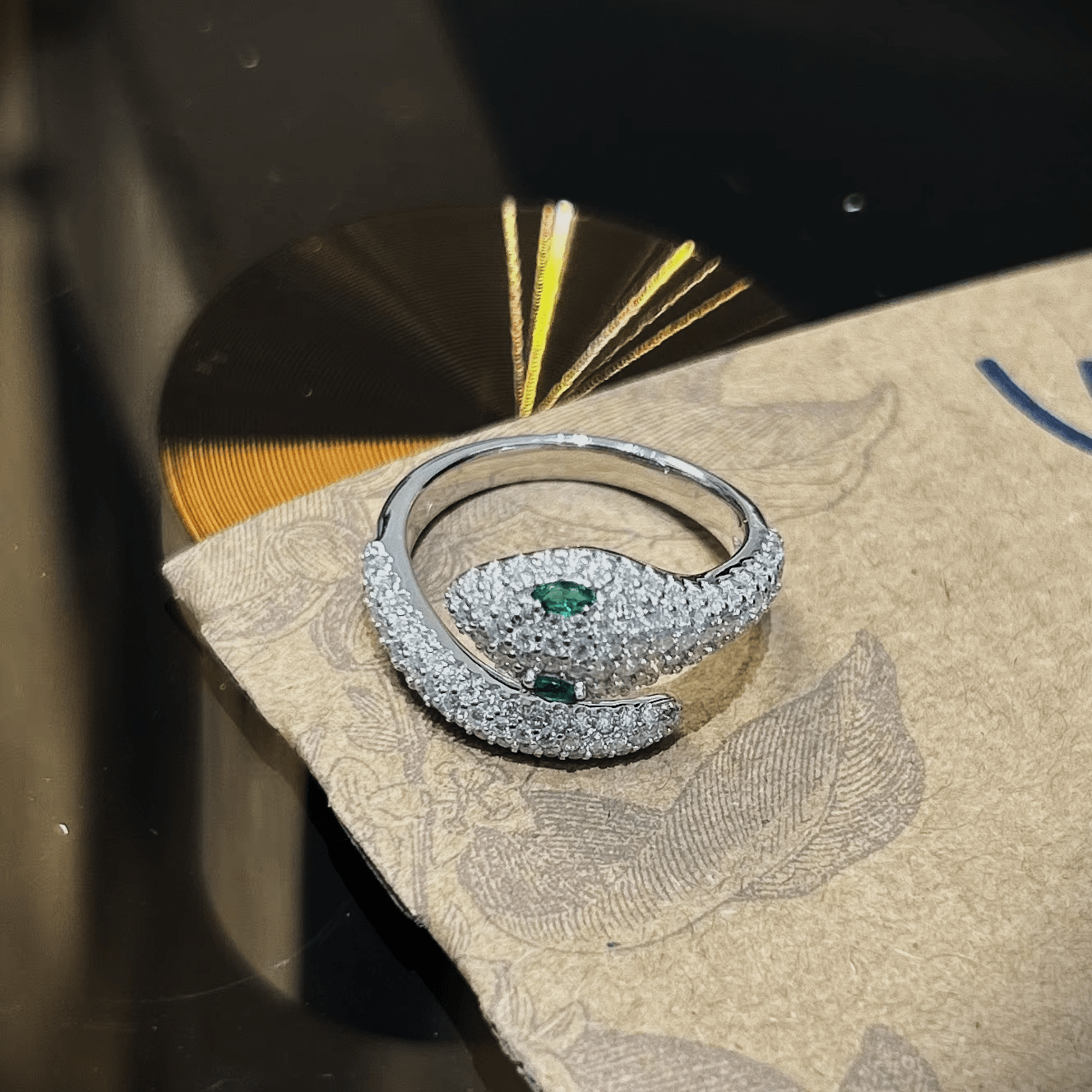 Viper Snake Ring - White Gold 18K Plated Aura Diamonds