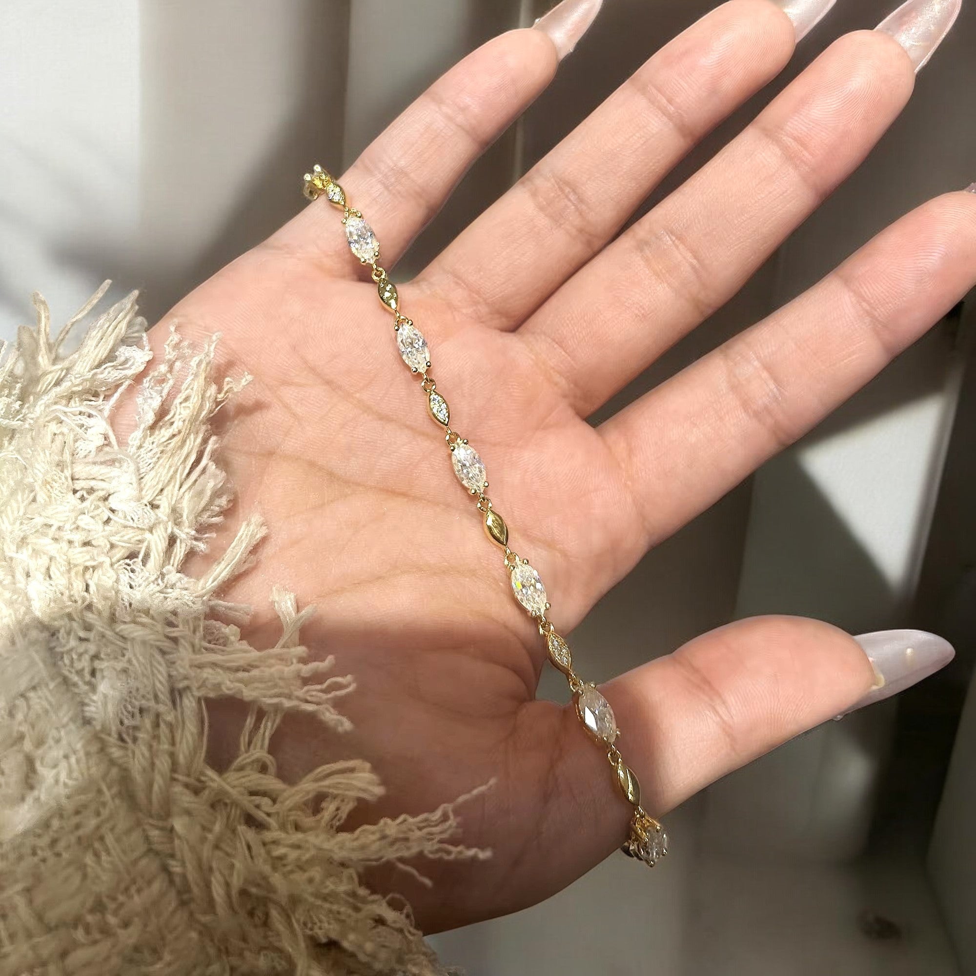 Elegant Marquise Tennis Bracelet - Moissanite Aura Diamonds