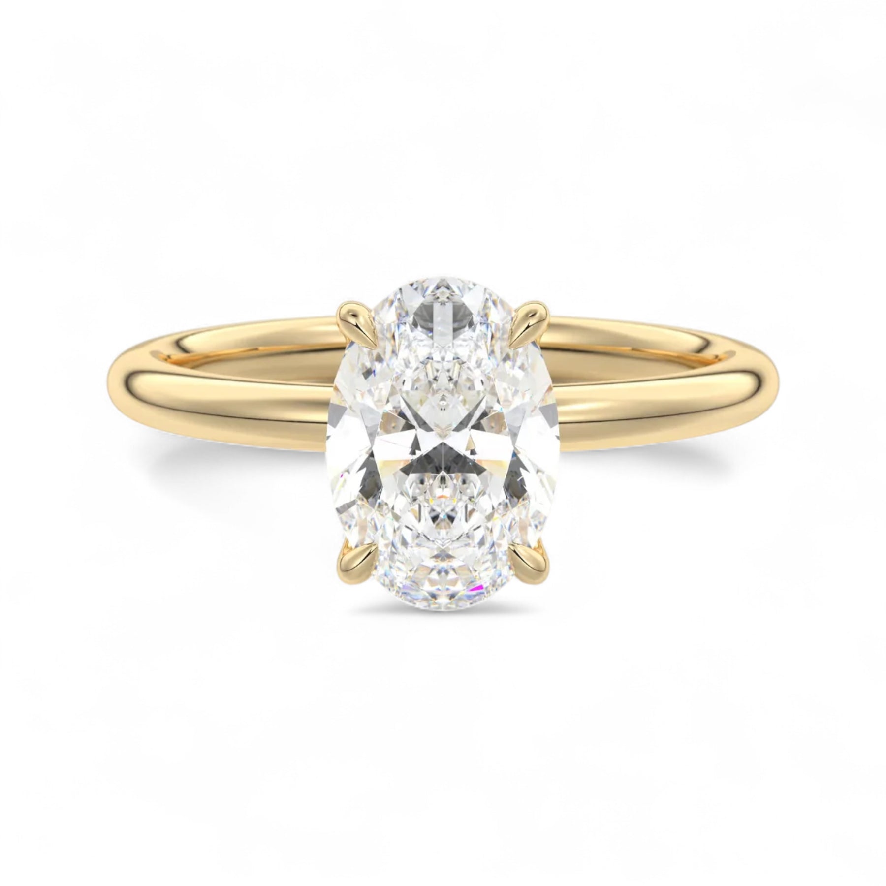 Amelia Oval Floral Solitaire Lab Diamond Engagement Ring Aura Diamonds