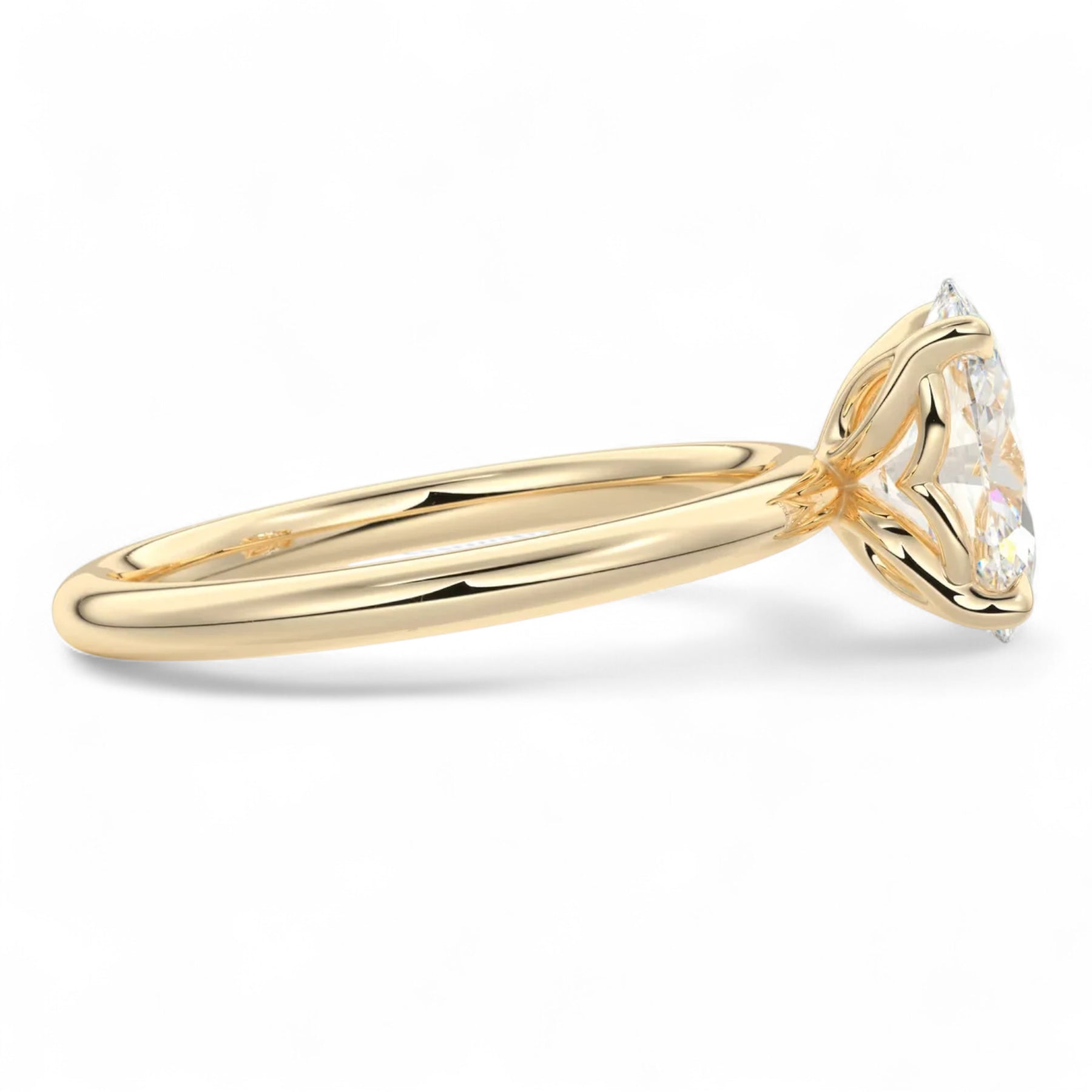 Amelia Oval Floral Solitaire Lab Diamond Engagement Ring Aura Diamonds