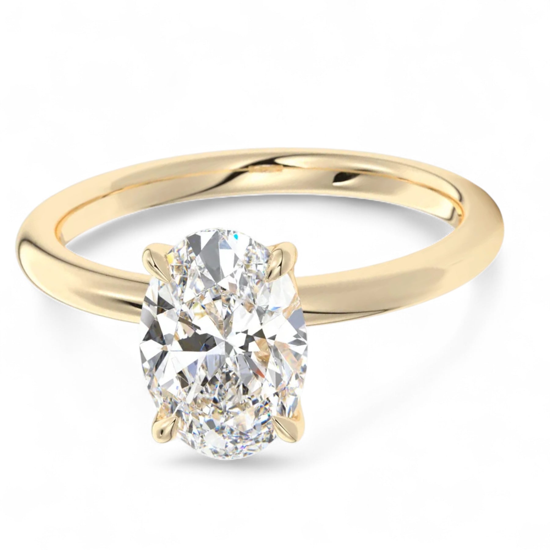 Amelia Oval Floral Solitaire Lab Diamond Engagement Ring Aura Diamonds