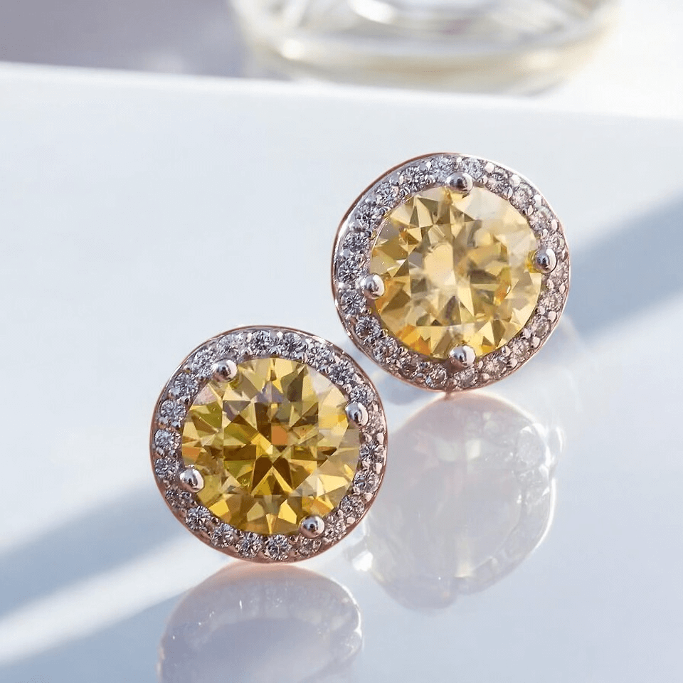Elegant Stella Halo Stud Earrings - 2 Carat Moissanite (2 x 1CT Each) Aura Diamonds