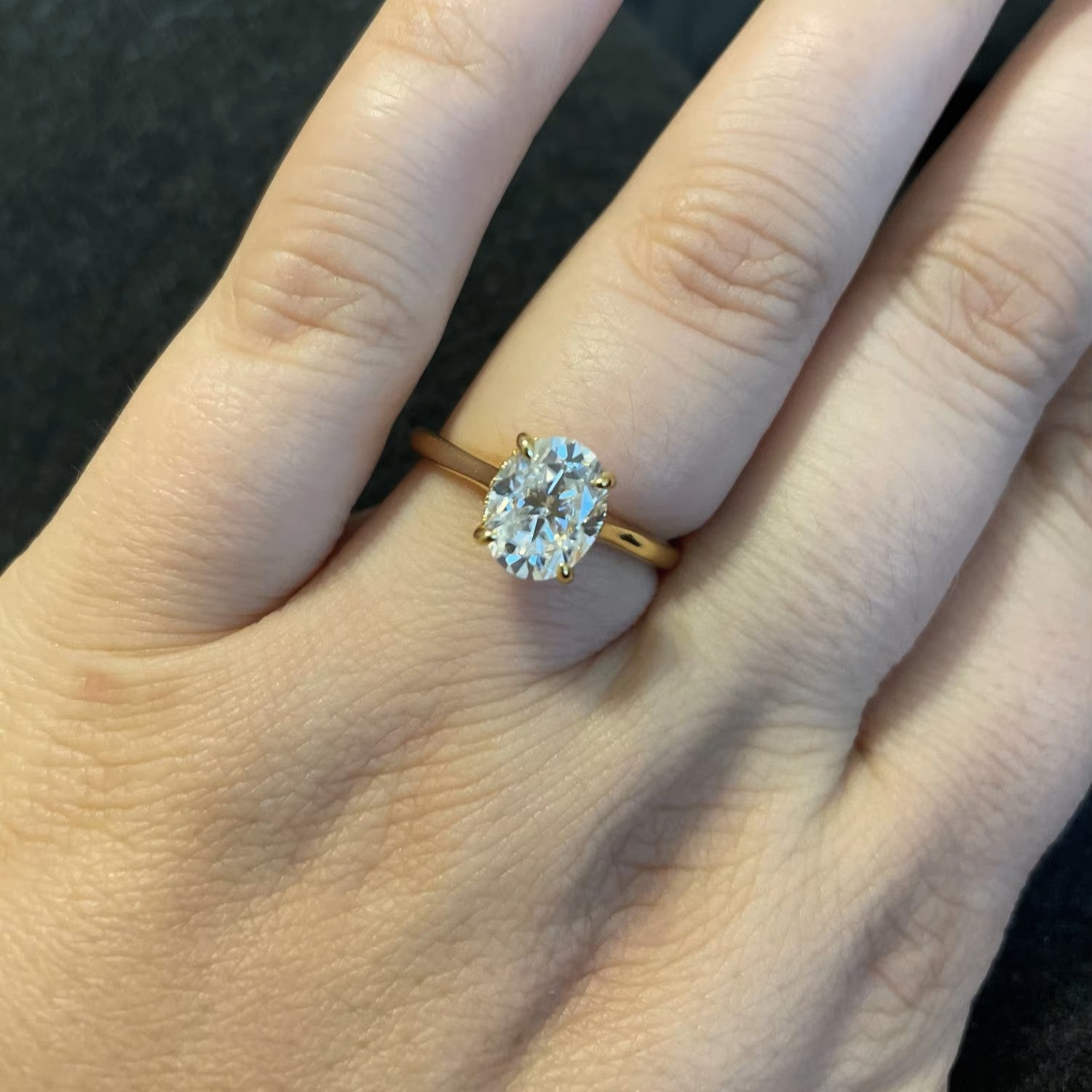 Oval Cut 2 Carat - Solitaire Ring - Hidden Halo - Moissanite | Luxury Collection Aura Diamonds