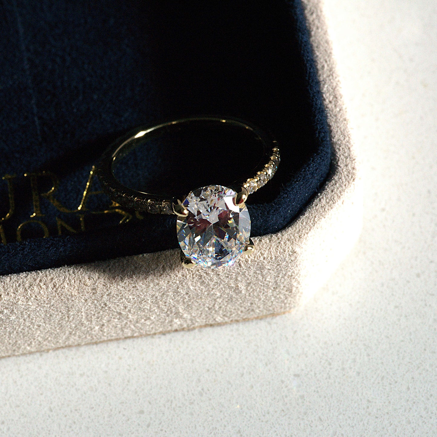 Nora Grace 2 Carat Oval Cut Pave Ring - Zirconia Crystals/Moissanite