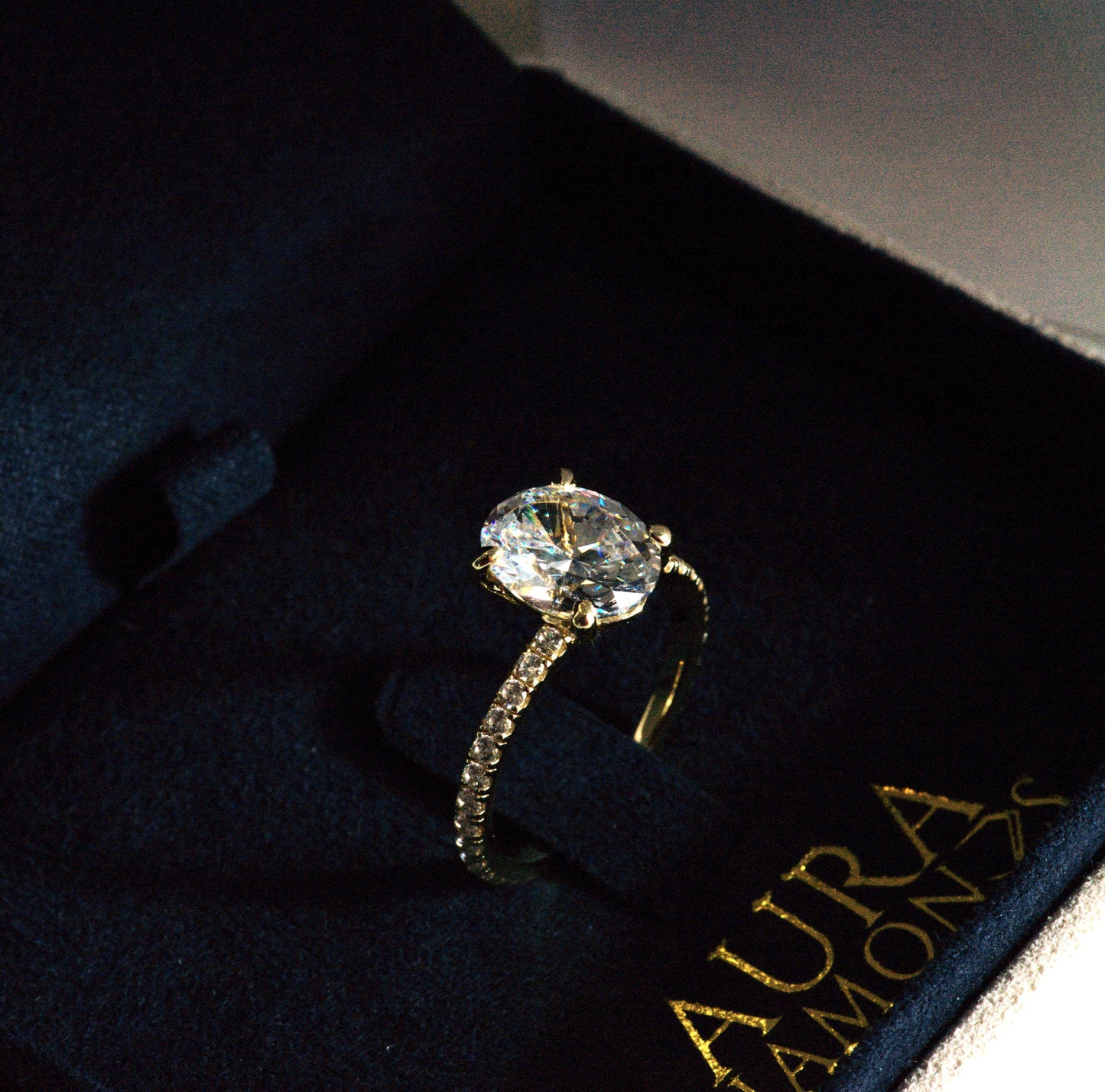 Nora Grace 2 Carat Oval Cut Pave Ring - Zirconia Crystals/Moissanite