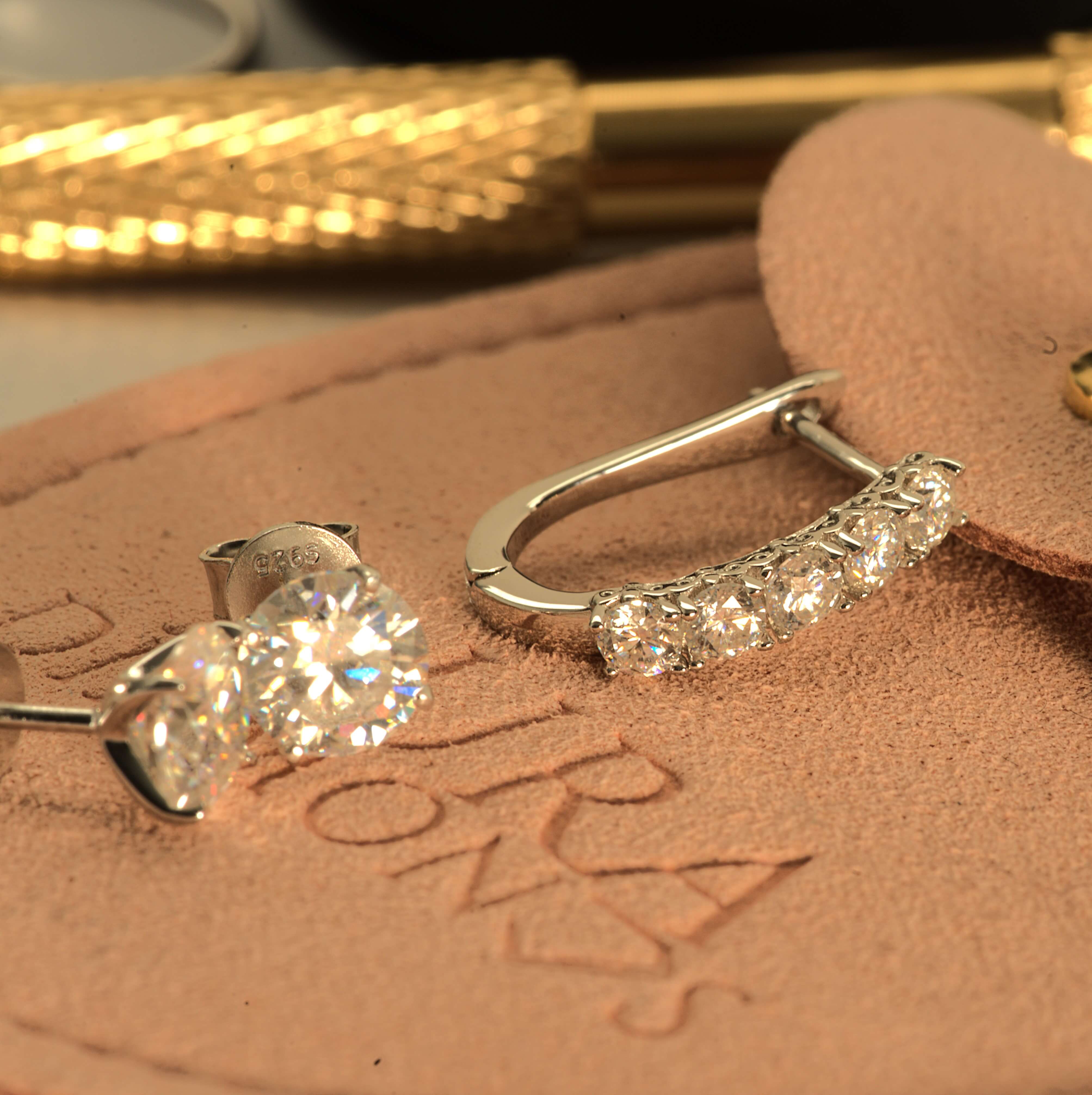 Luxury Tara Hoop Earrings - Gold Vermeil/Silver -Moissanite (Platinum Plated) Aura Diamonds