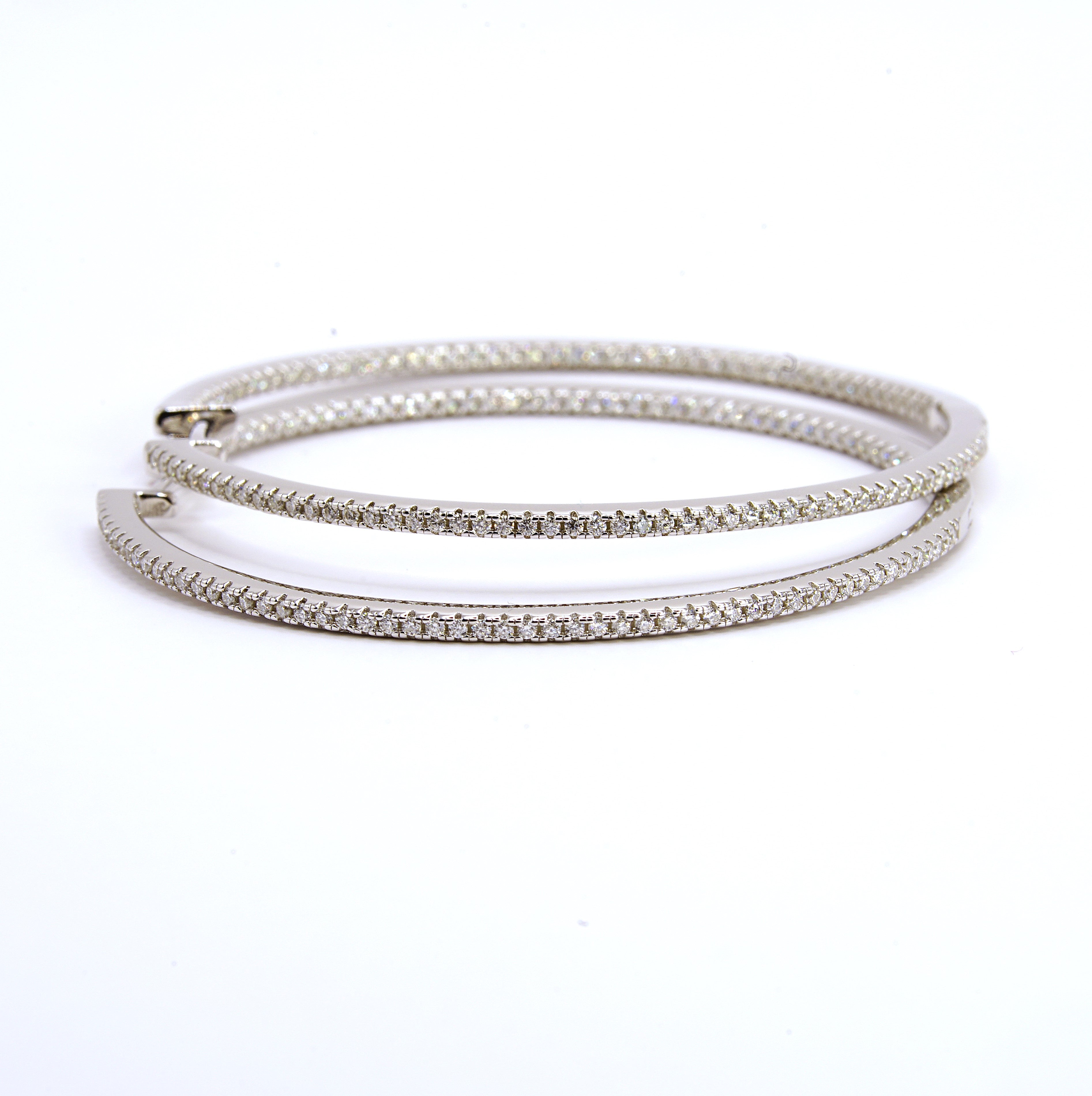 Luxury Aura Large Hoop Earrings - Moissanite - Sterling Silver (Rhodium Plated) Aura Diamonds