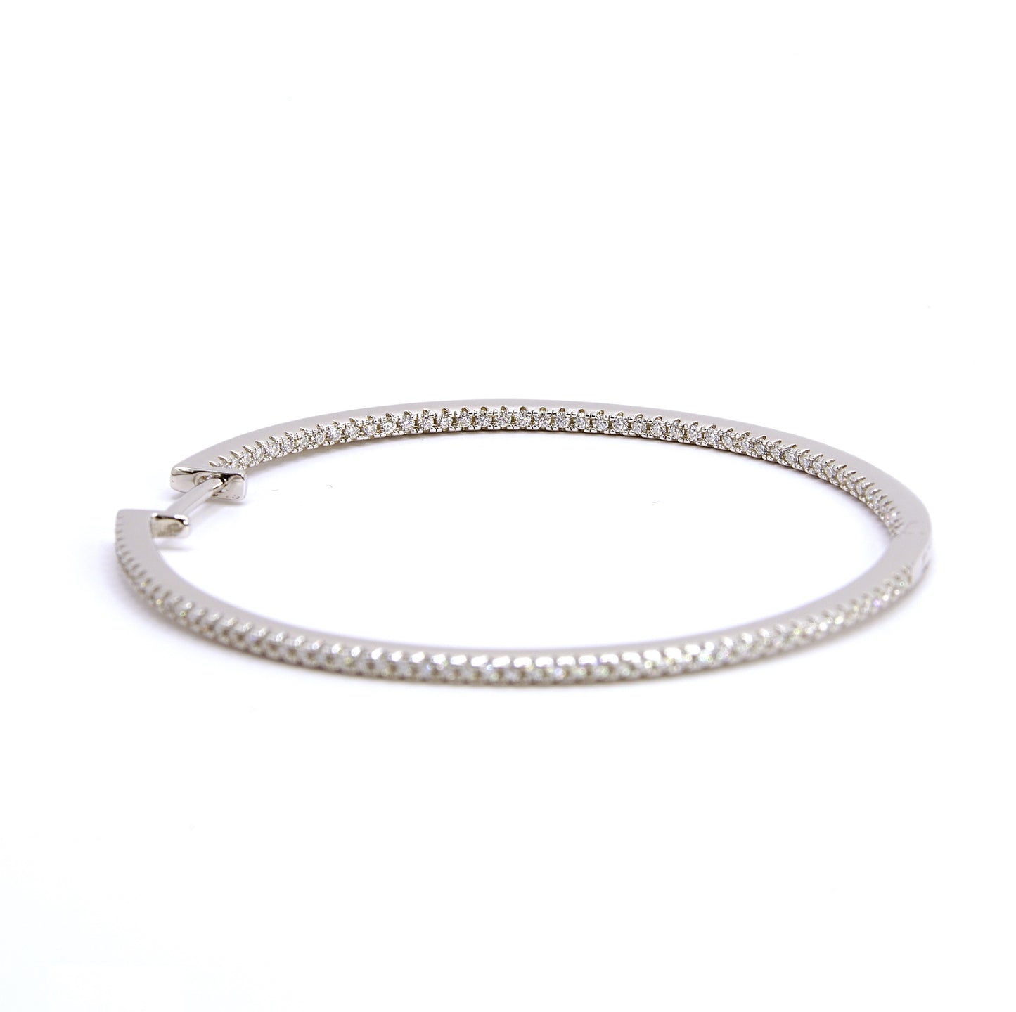 Luxury Aura Large Hoop Earrings - Moissanite - Sterling Silver (Rhodium Plated)