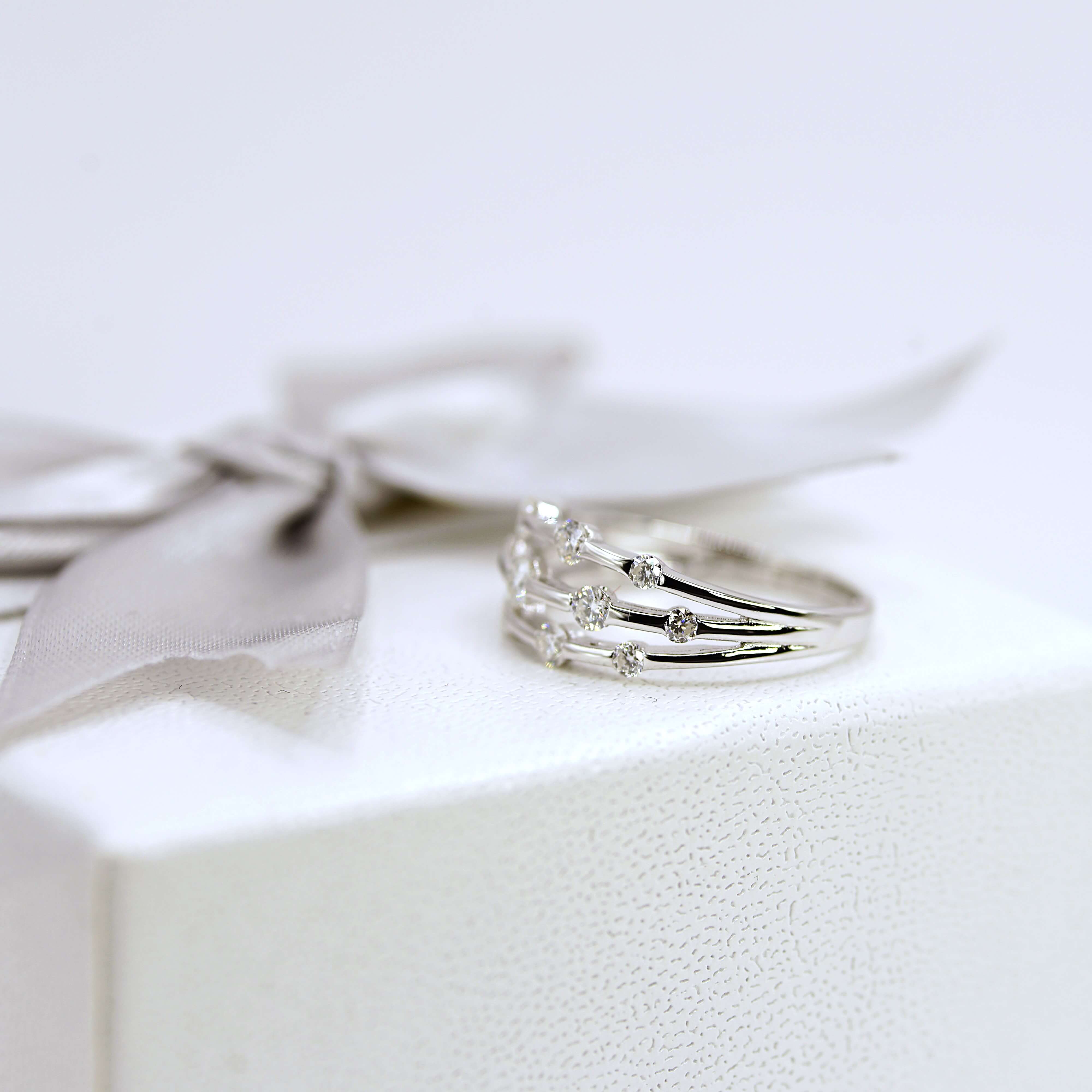 Elegant Anna Three-Band Ring - Moissanite / Lab Diamond Aura Diamonds