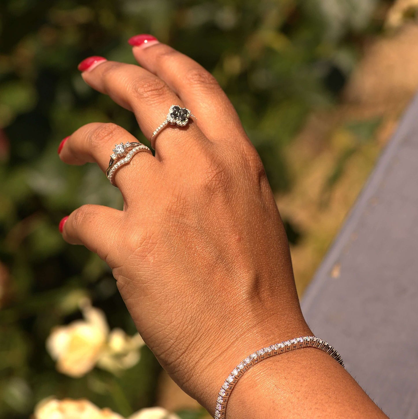 Elegant Rebecca Band - White Gold - Moissanite (Rhodium Plated)