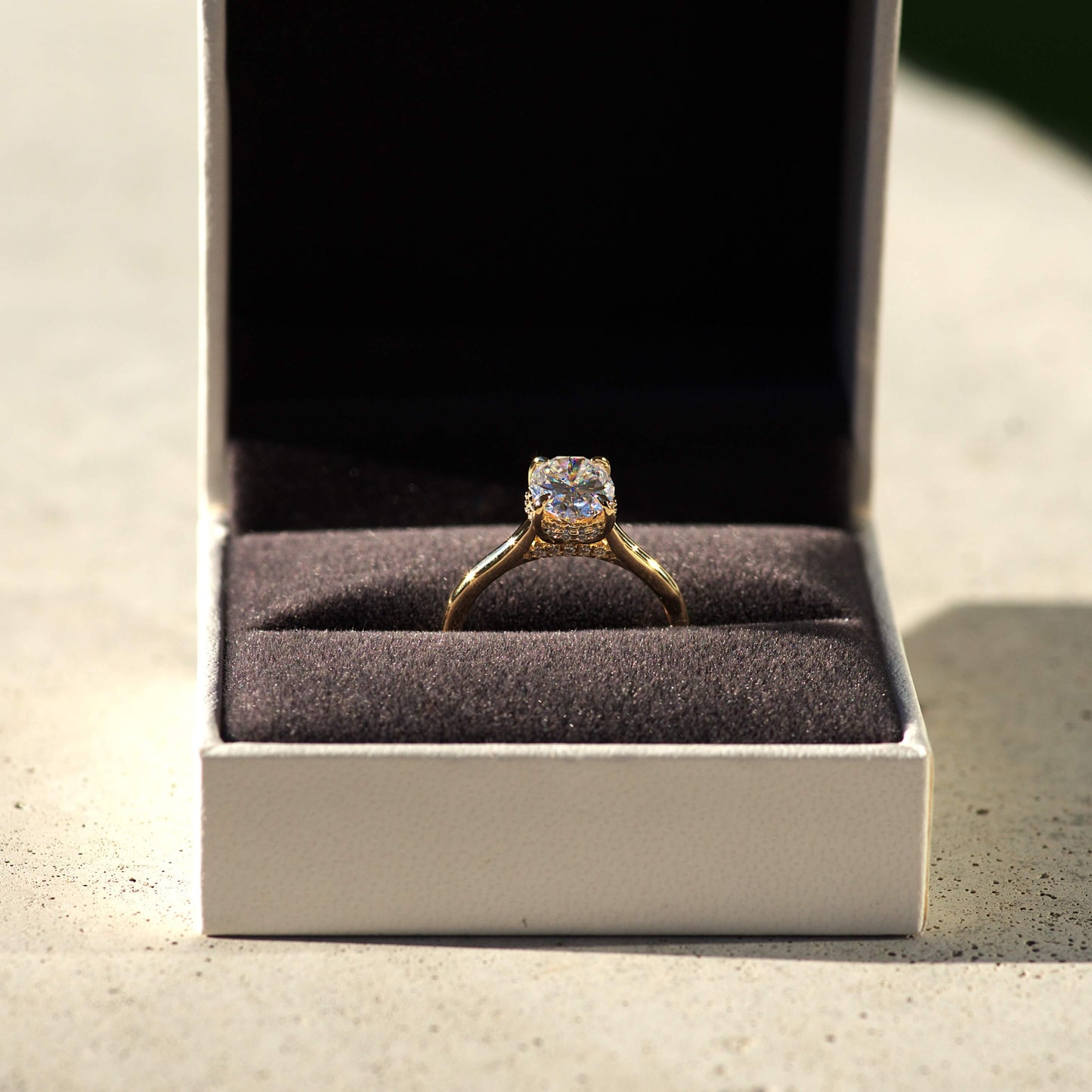 Oval Cut 2 Carat - Solitaire Ring - Hidden Halo - Moissanite | Luxury Collection