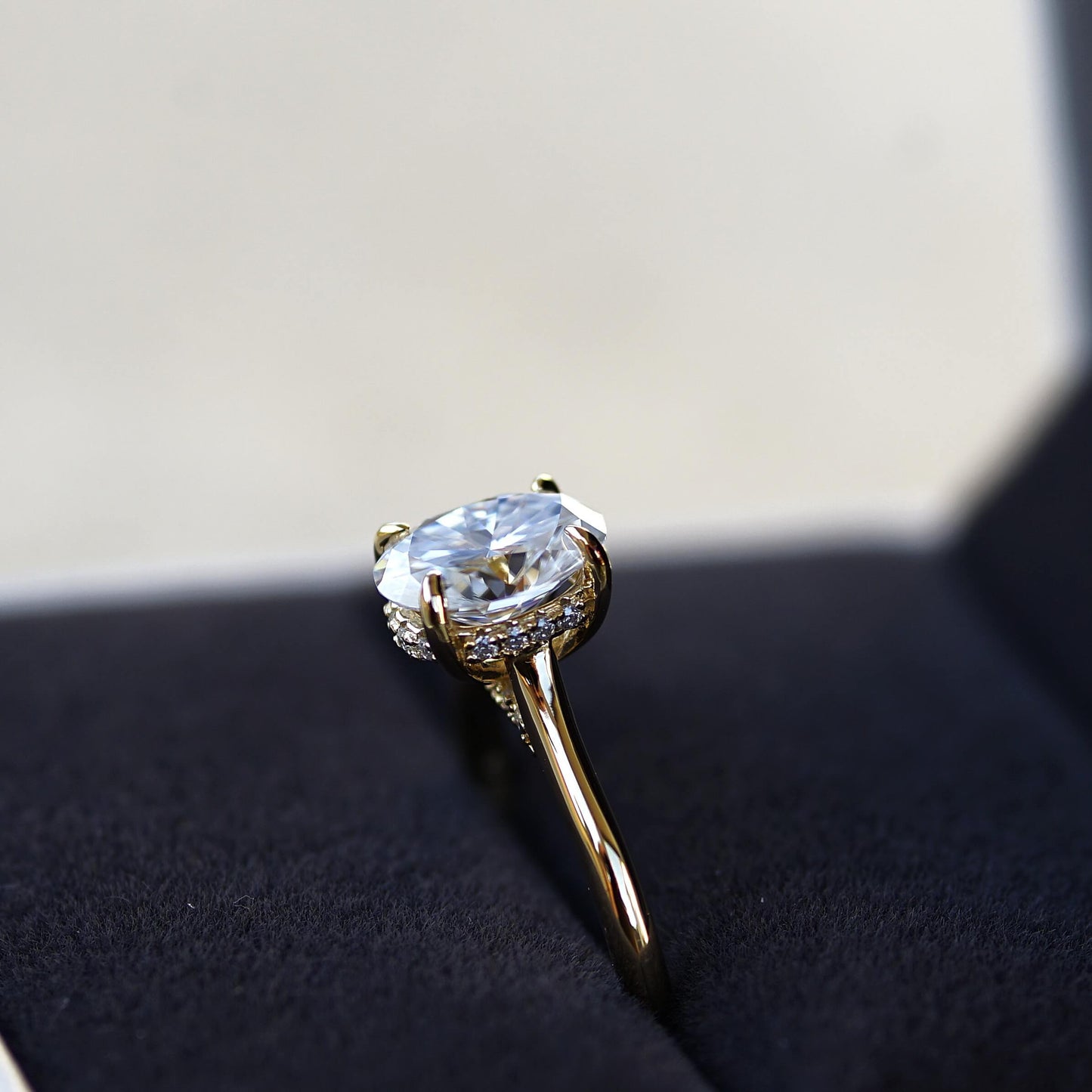Oval Cut 2 Carat - Solitaire Ring - Hidden Halo - Moissanite | Luxury Collection