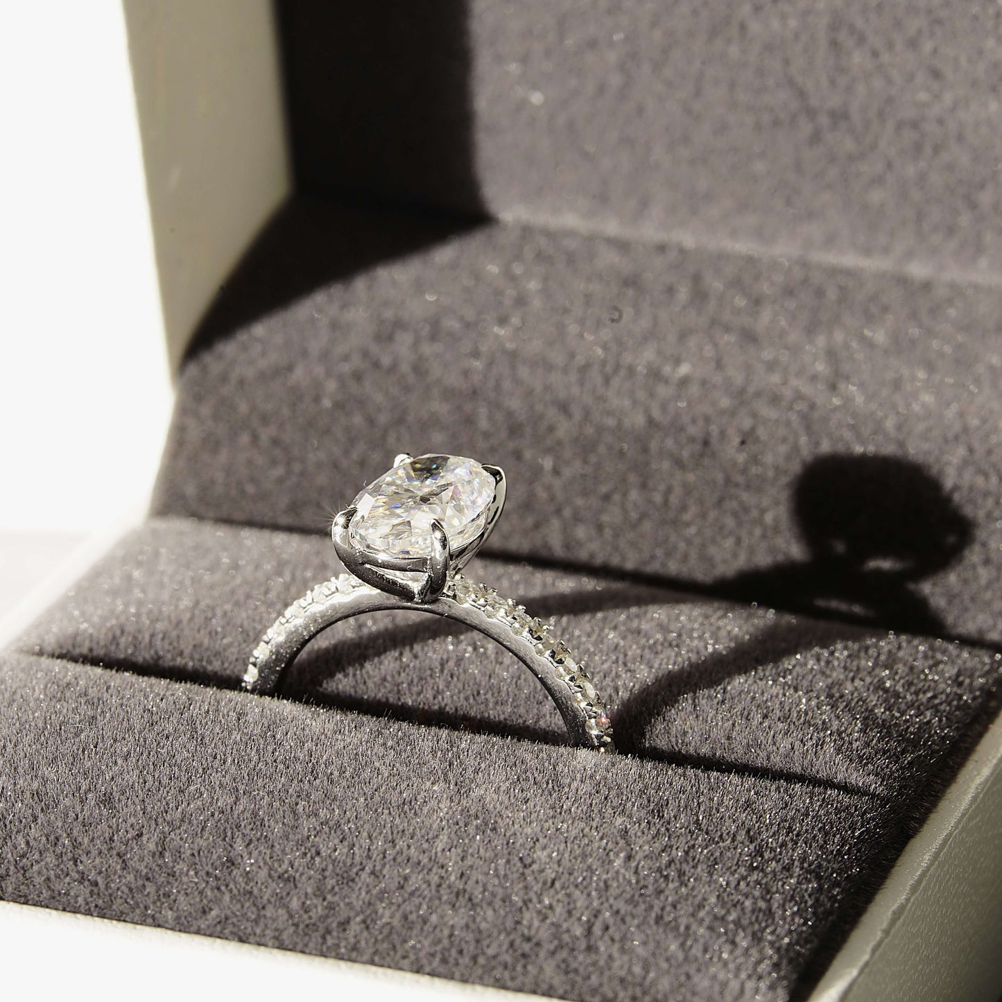 Oval Cut 2.5 Carat - Elongated Oval - Pave Band - Moissanite | Luxury Collection