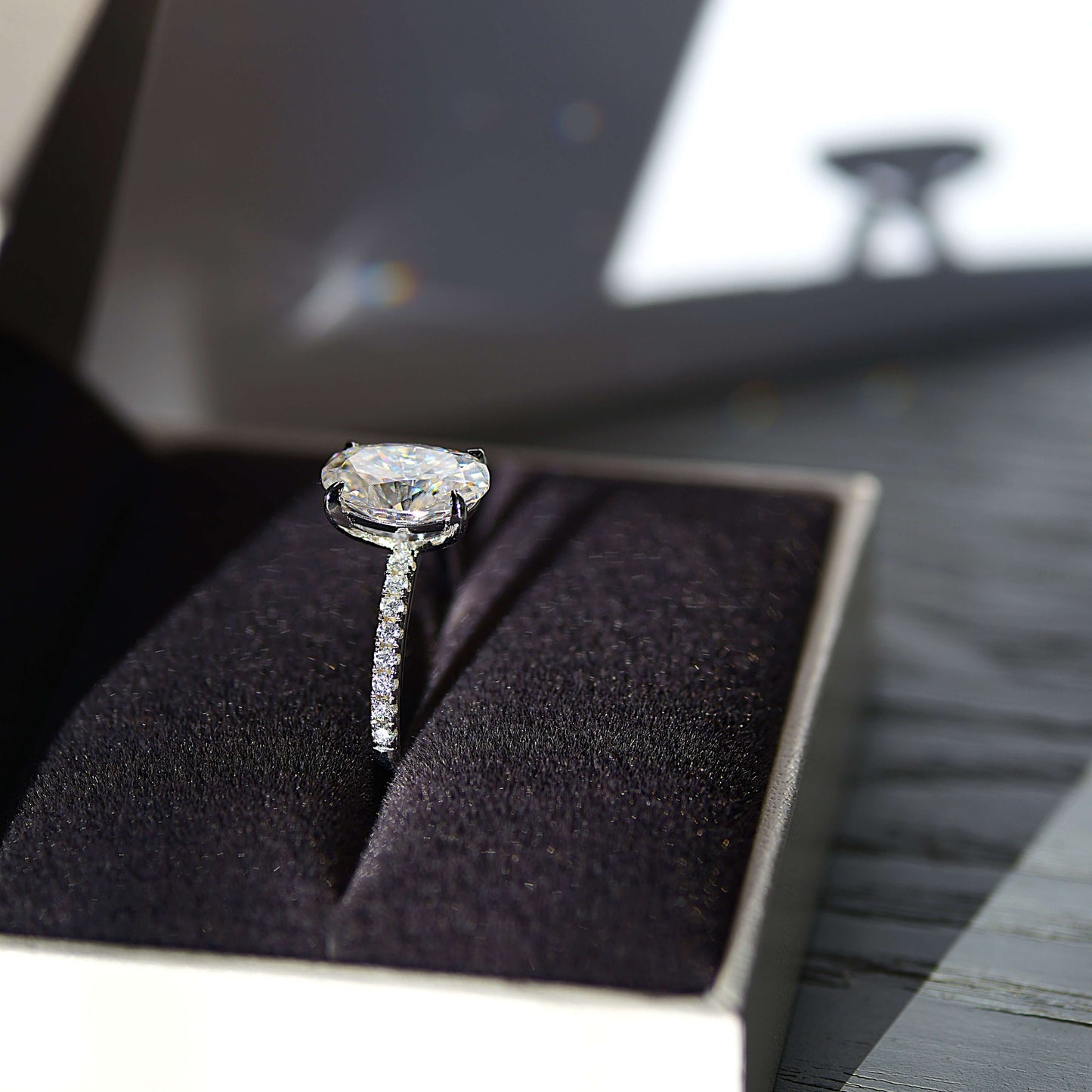Oval Cut 2.5 Carat - Elongated Oval - Pave Band - Moissanite | Luxury Collection