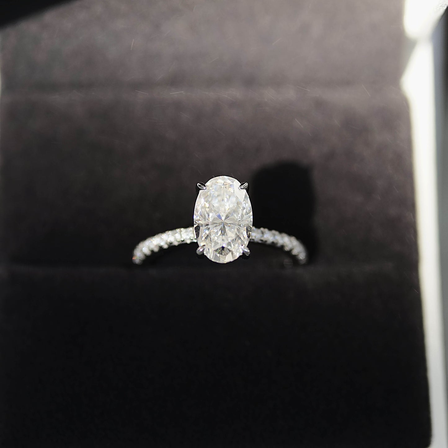 Oval Cut 2.5 Carat - Elongated Oval - Pave Band - Moissanite | Luxury Collection