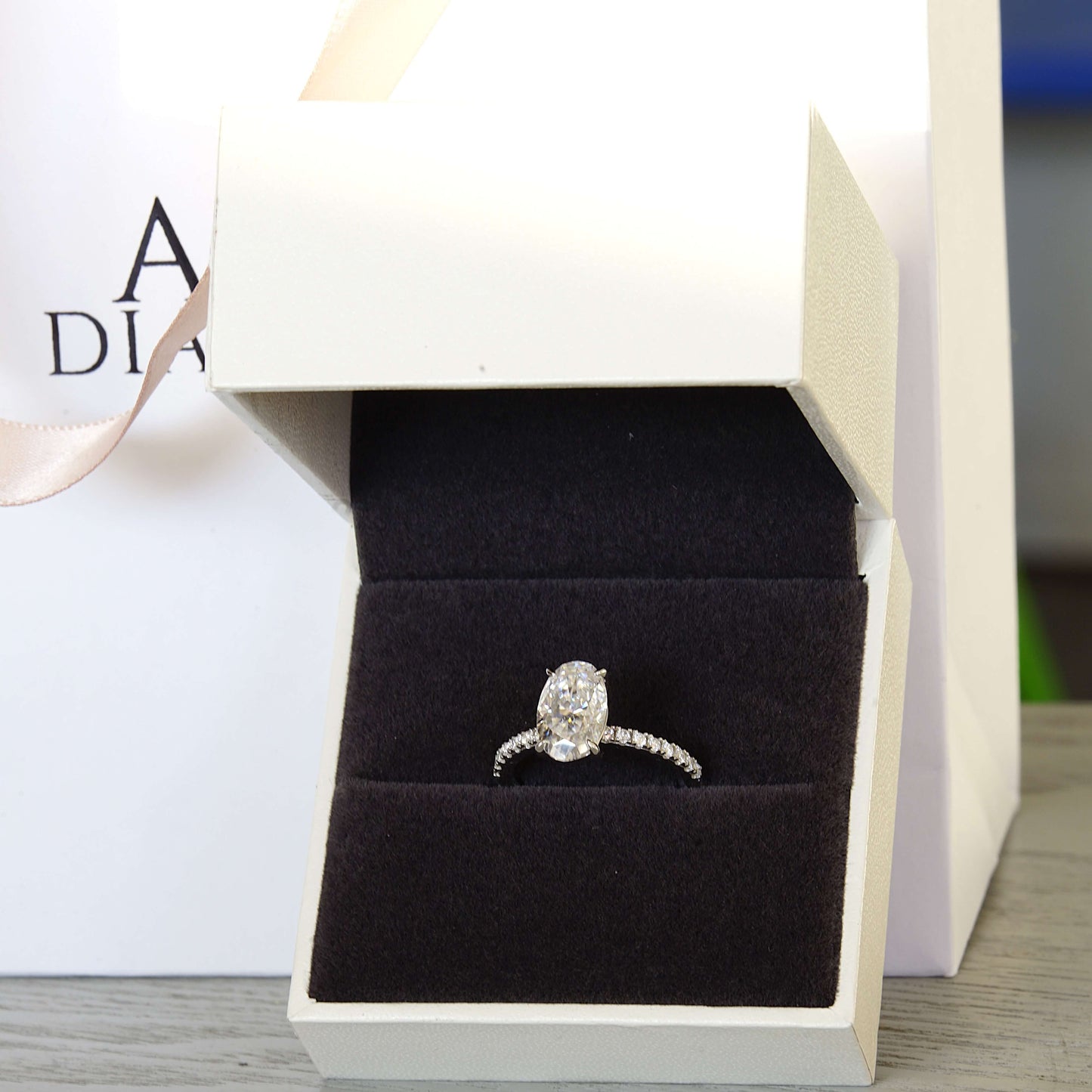 Oval Cut 2.5 Carat - Elongated Oval - Pave Band - Moissanite | Luxury Collection