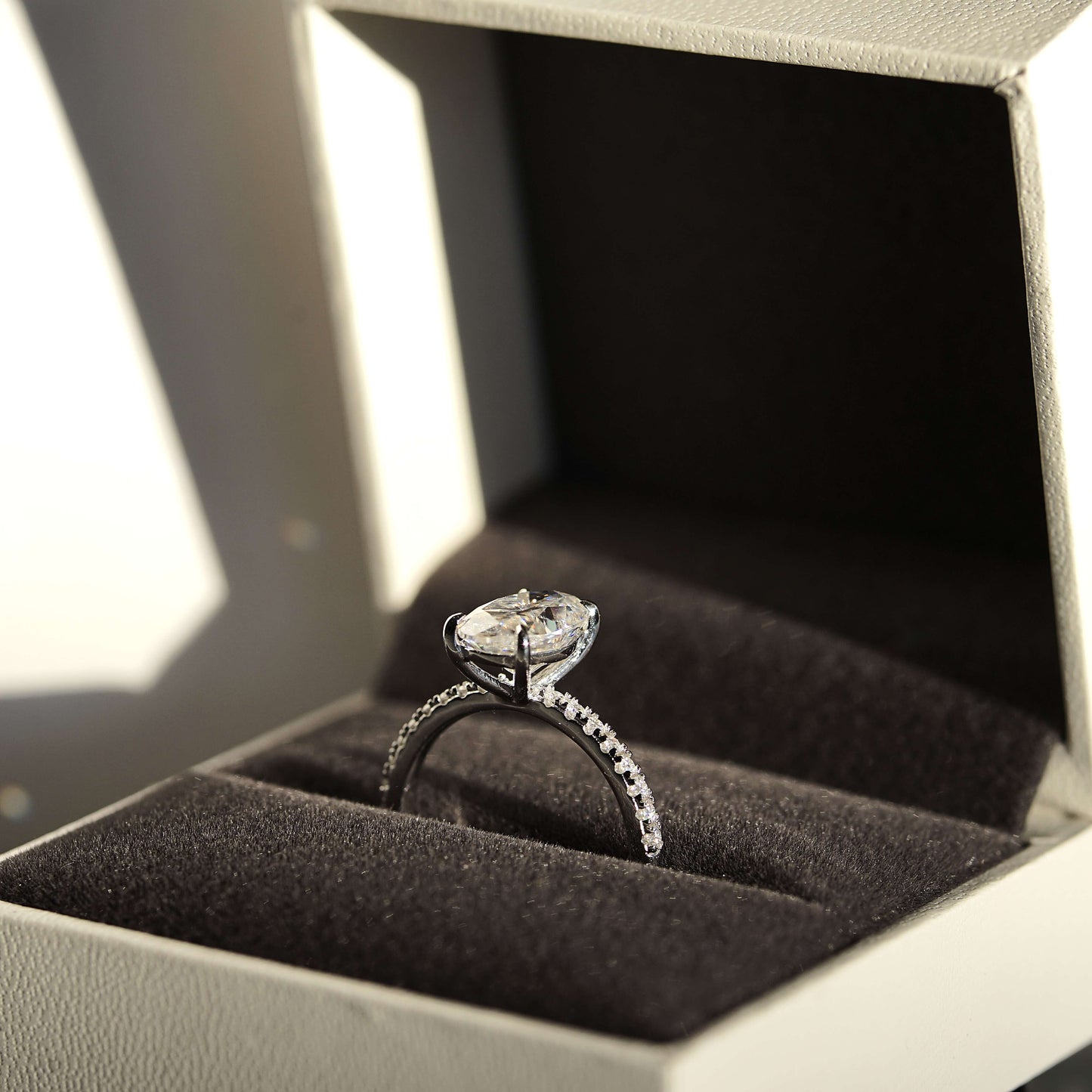 Oval Cut 2.5 Carat - Elongated Oval - Pave Band - Moissanite | Luxury Collection