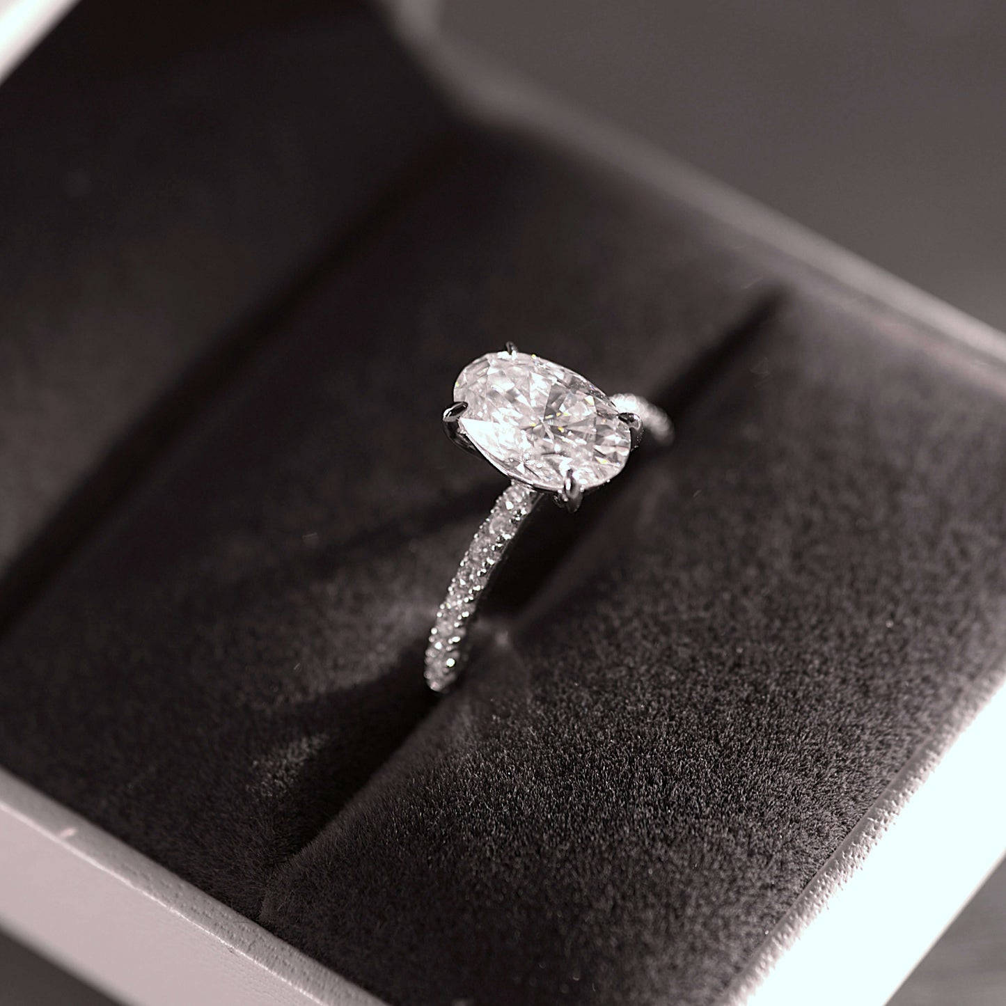 Oval Cut 2.5 Carat - Elongated Oval - Pave Band - Moissanite | Luxury Collection