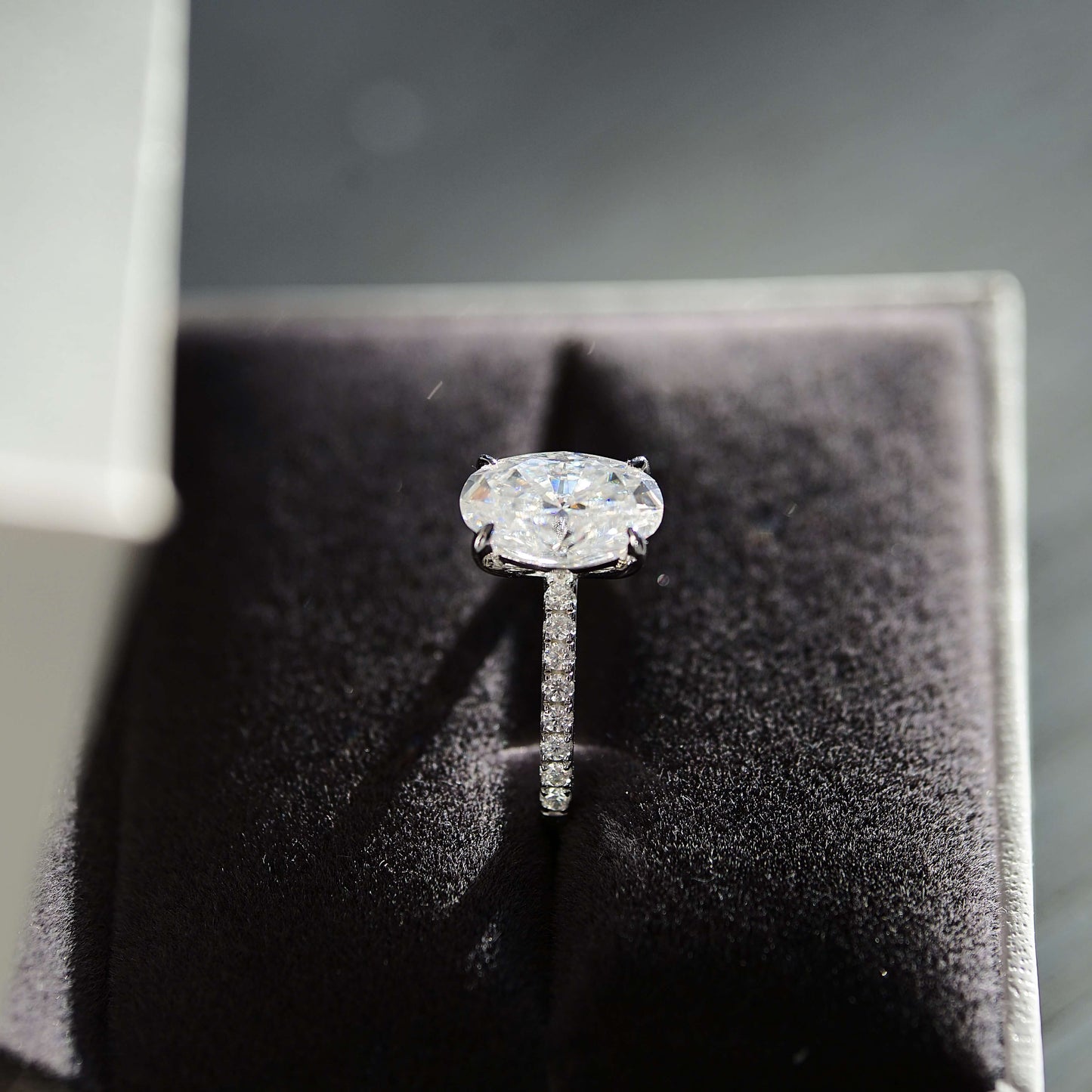 Oval Cut 2.5 Carat - Elongated Oval - Pave Band - Moissanite | Luxury Collection