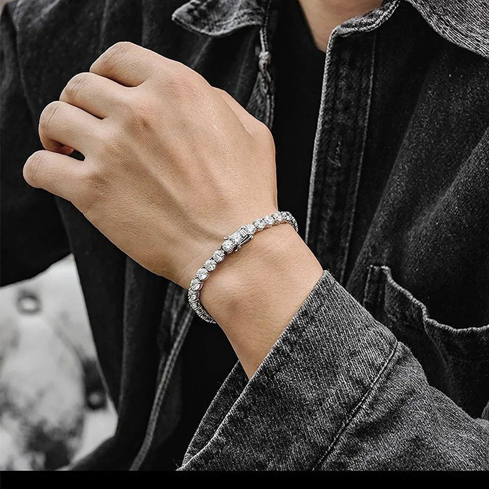 Mens Tennis Bracelet 6.5MM - Bespoke Handcrafted - Moissanite Aura Diamonds